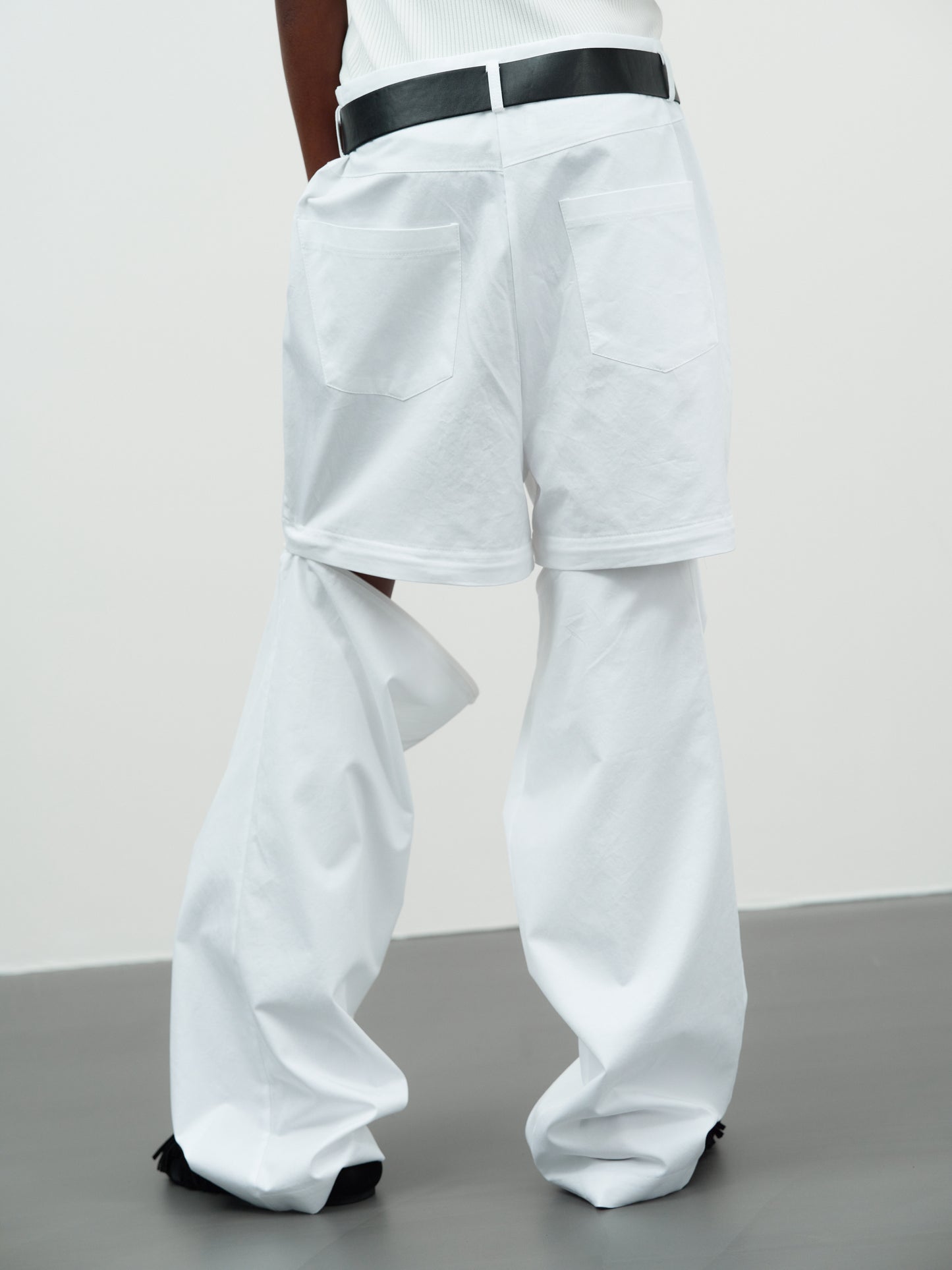 Belted Detachable Pants, Off-White