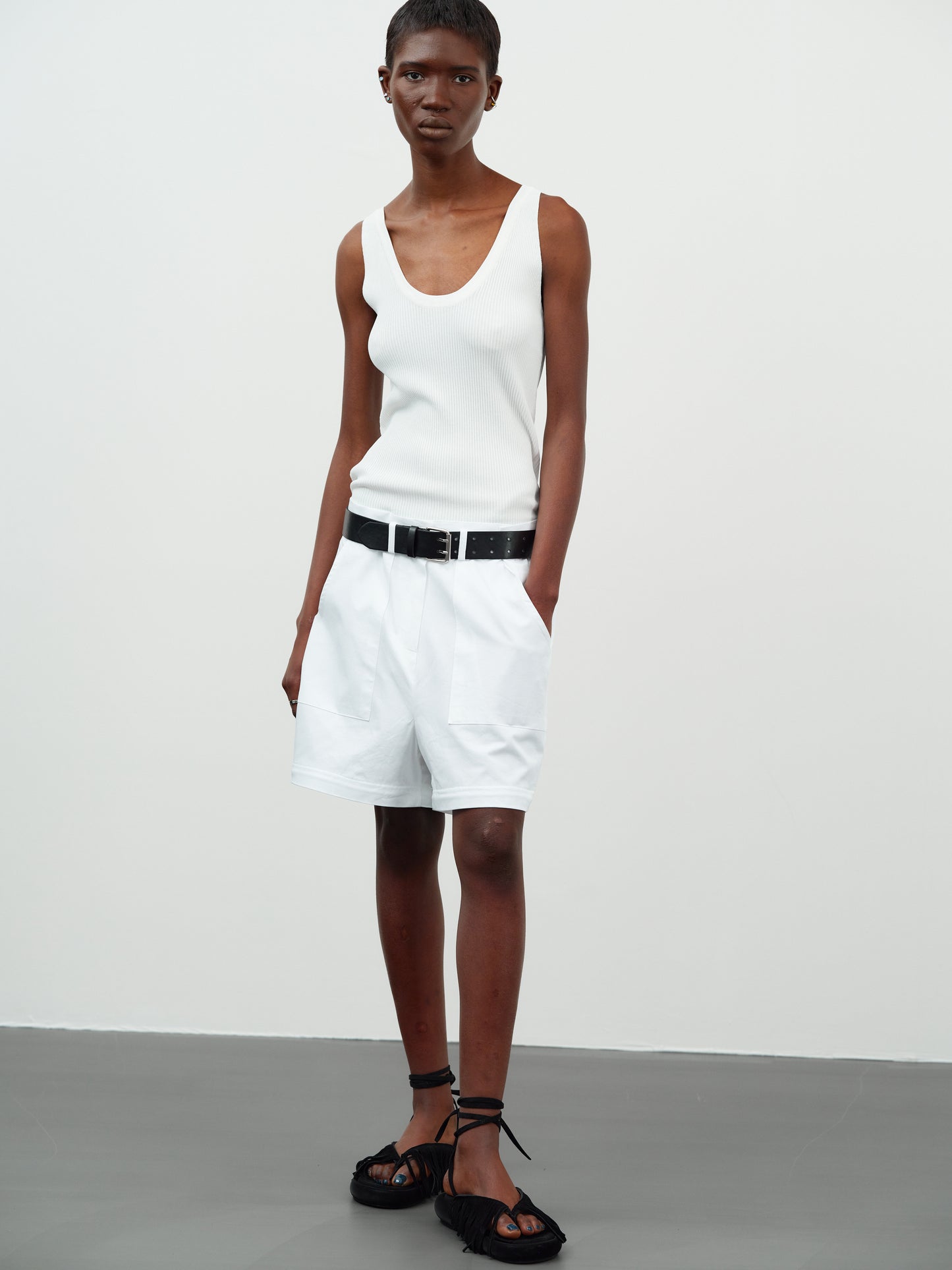 Belted Detachable Pants, Off-White