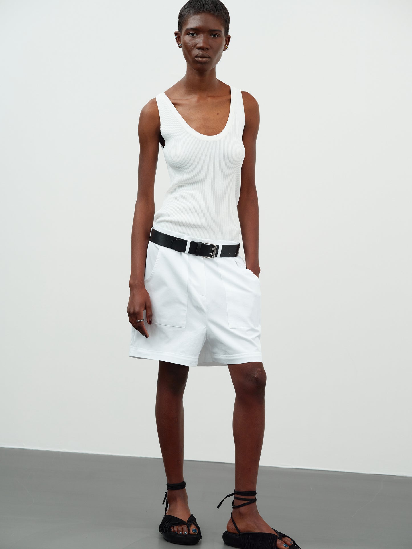 Belted Detachable Pants, Off-White