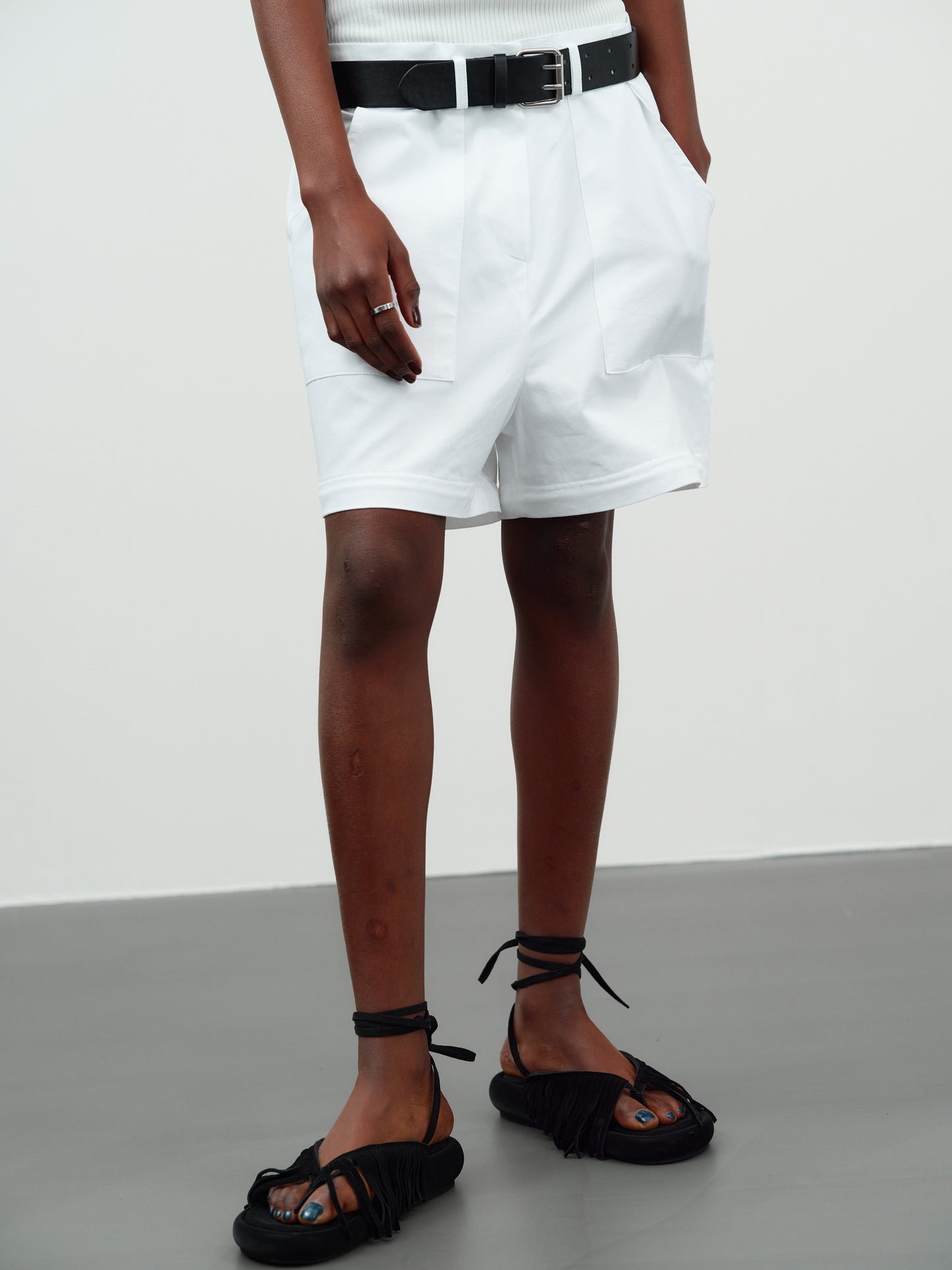 Belted Detachable Pants, Off-White