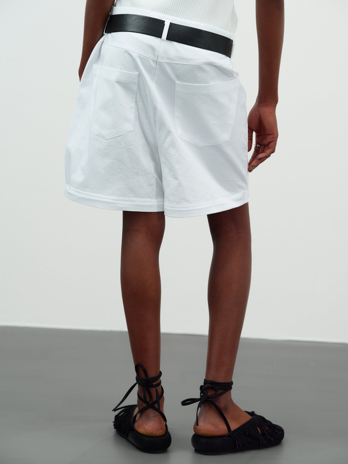Belted Detachable Pants, Off-White