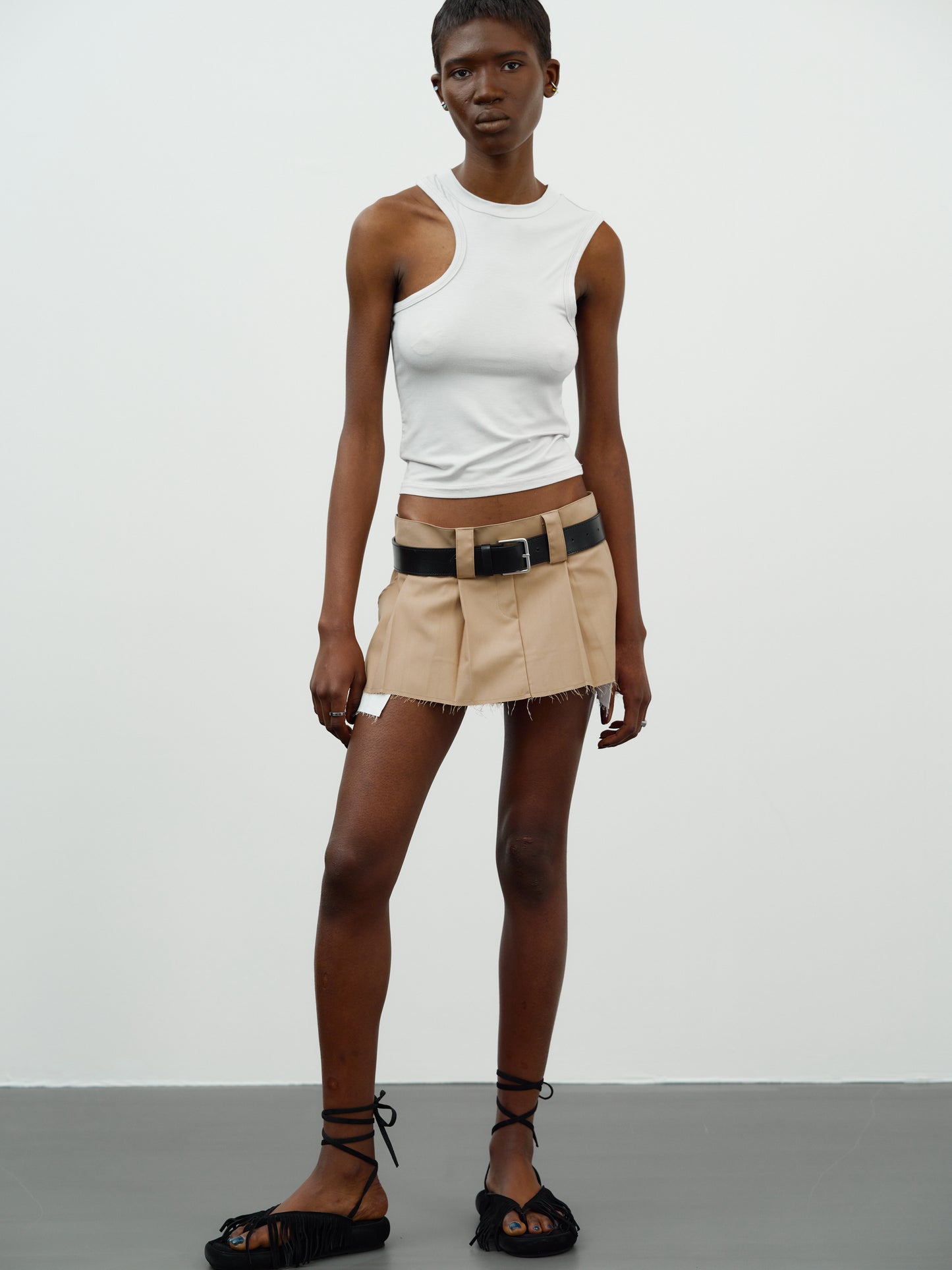 Asymmetrical Car Tank Top, Bone