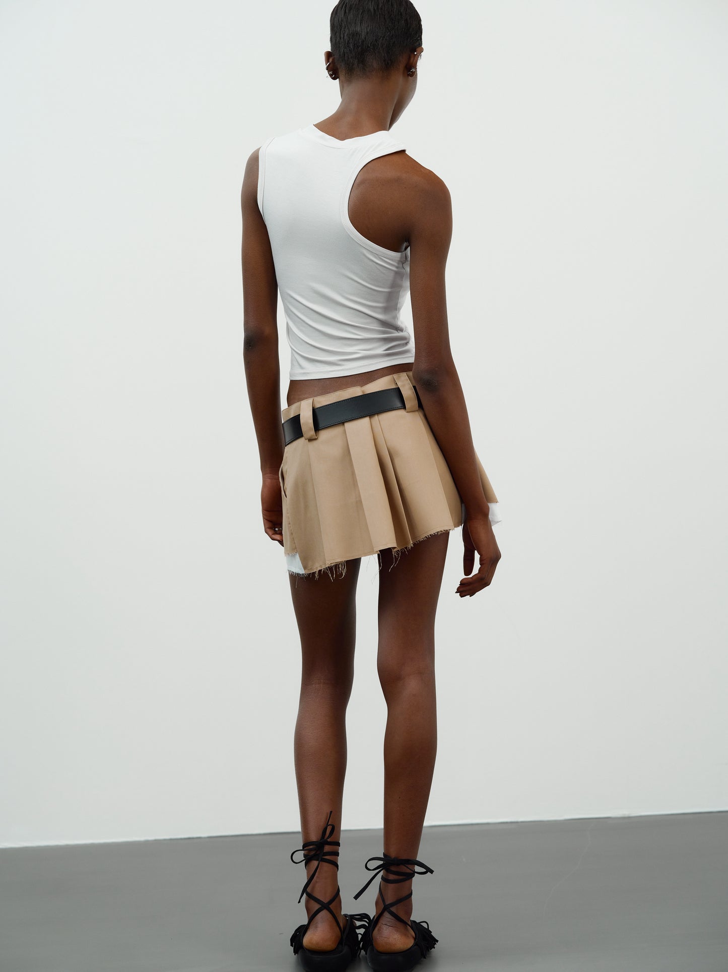 Asymmetrical Car Tank Top, Bone