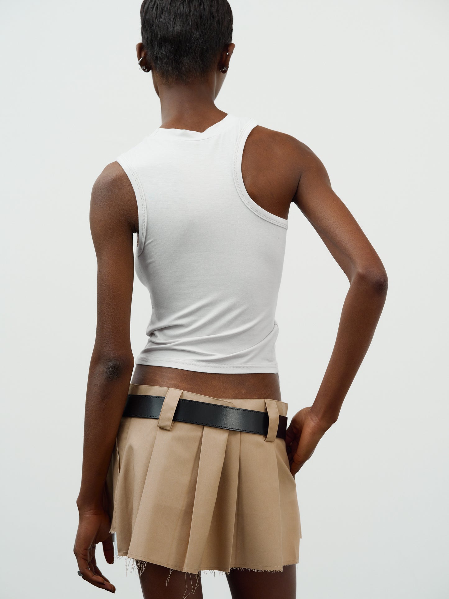 Asymmetrical Car Tank Top, Bone