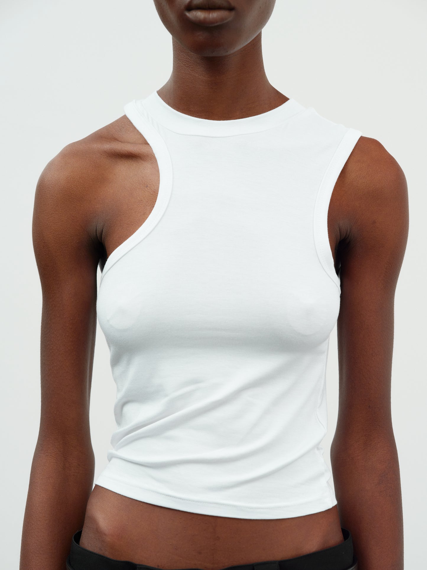 Asymmetrical Car Tank Top, White