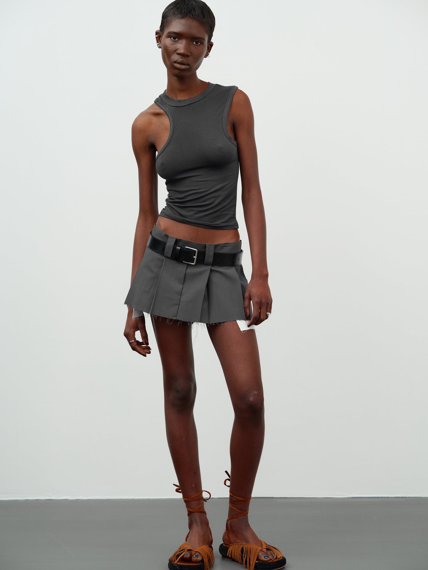 Asymmetrical Car Tank Top, Ink