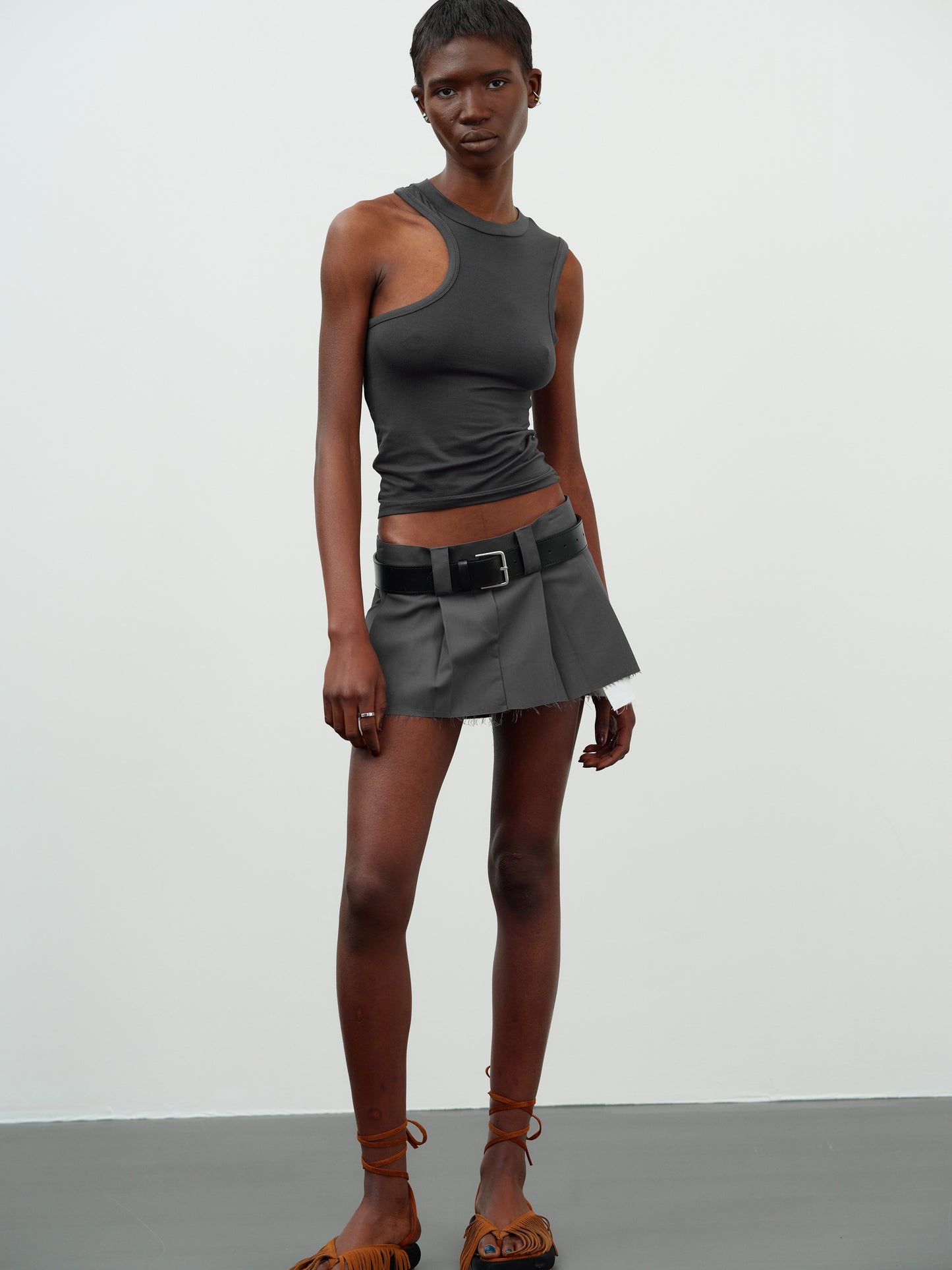 Asymmetrical Car Tank Top, Ink