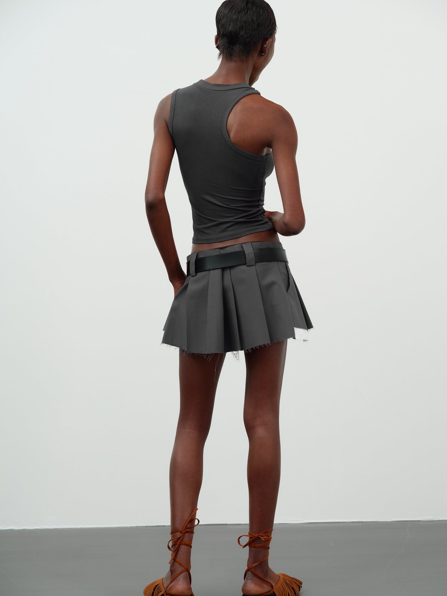 Low Rise Layer Micro Skirt, Charcoal