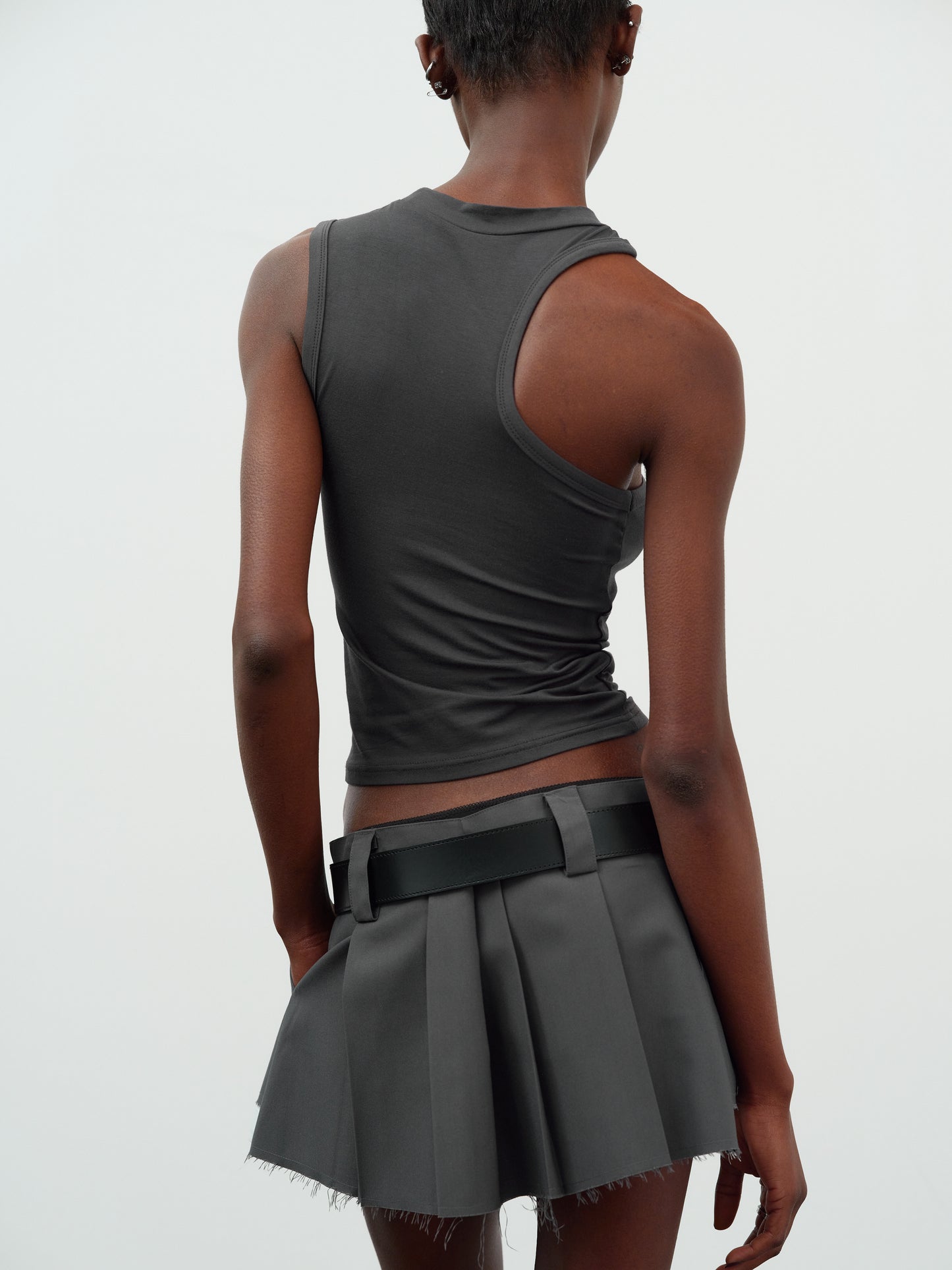 Asymmetrical Car Tank Top, Ink