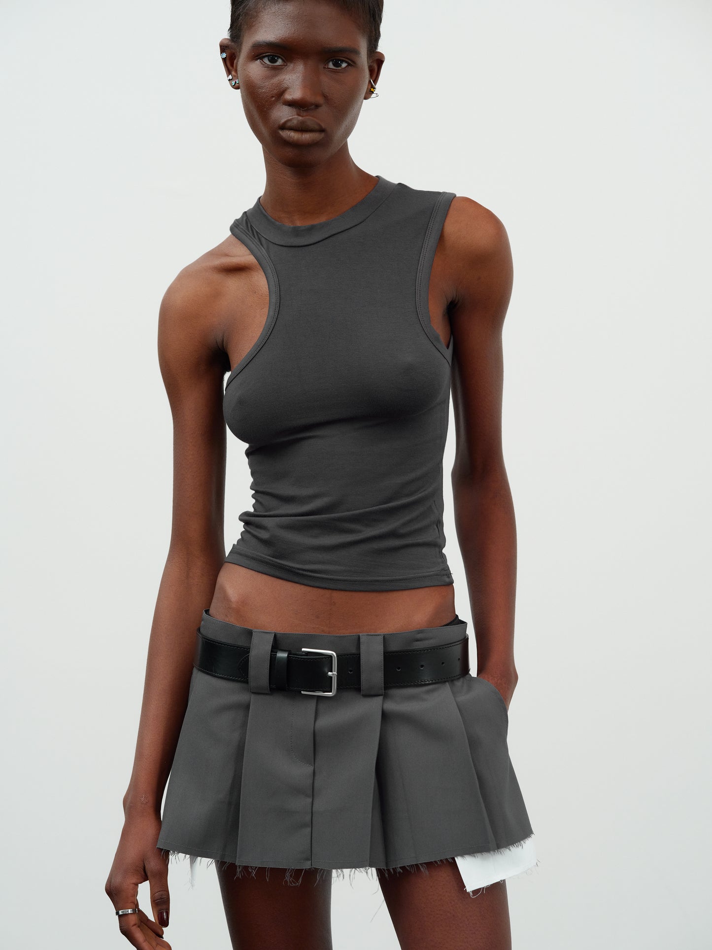 Asymmetrical Car Tank Top, Ink