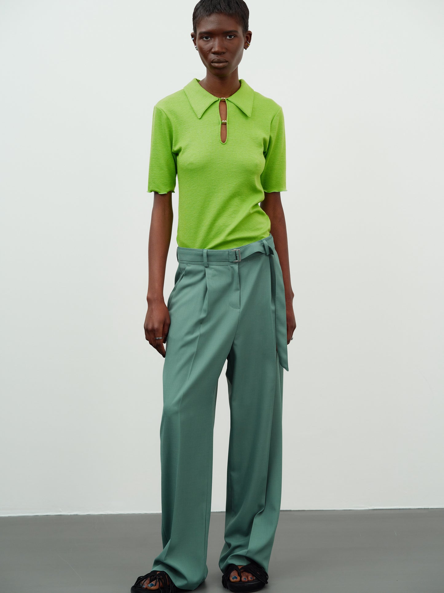 Charm Button-Up Polo, Kiwi