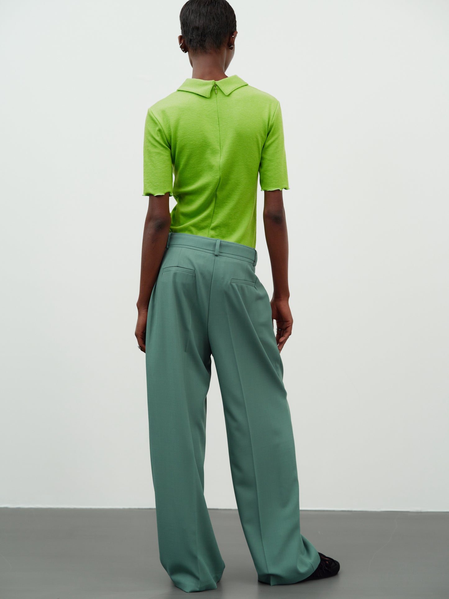 Fluid Belted Trousers, Eucalyptus