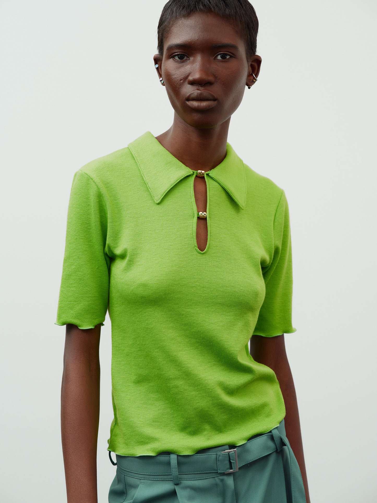 Charm Button-Up Polo, Kiwi