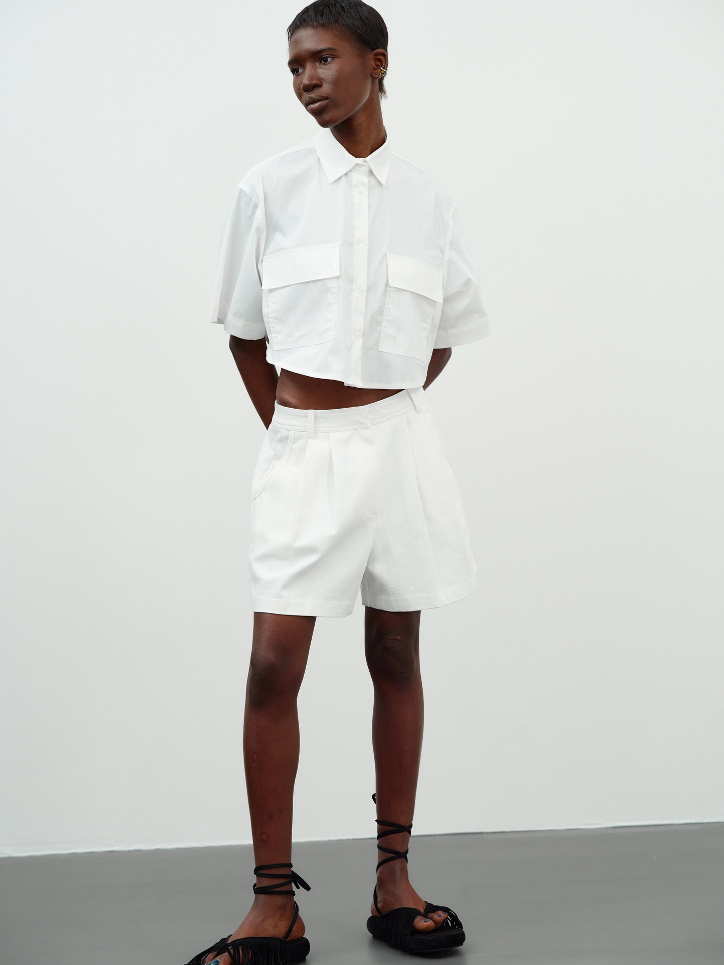 Cotton Canvas Shorts, White