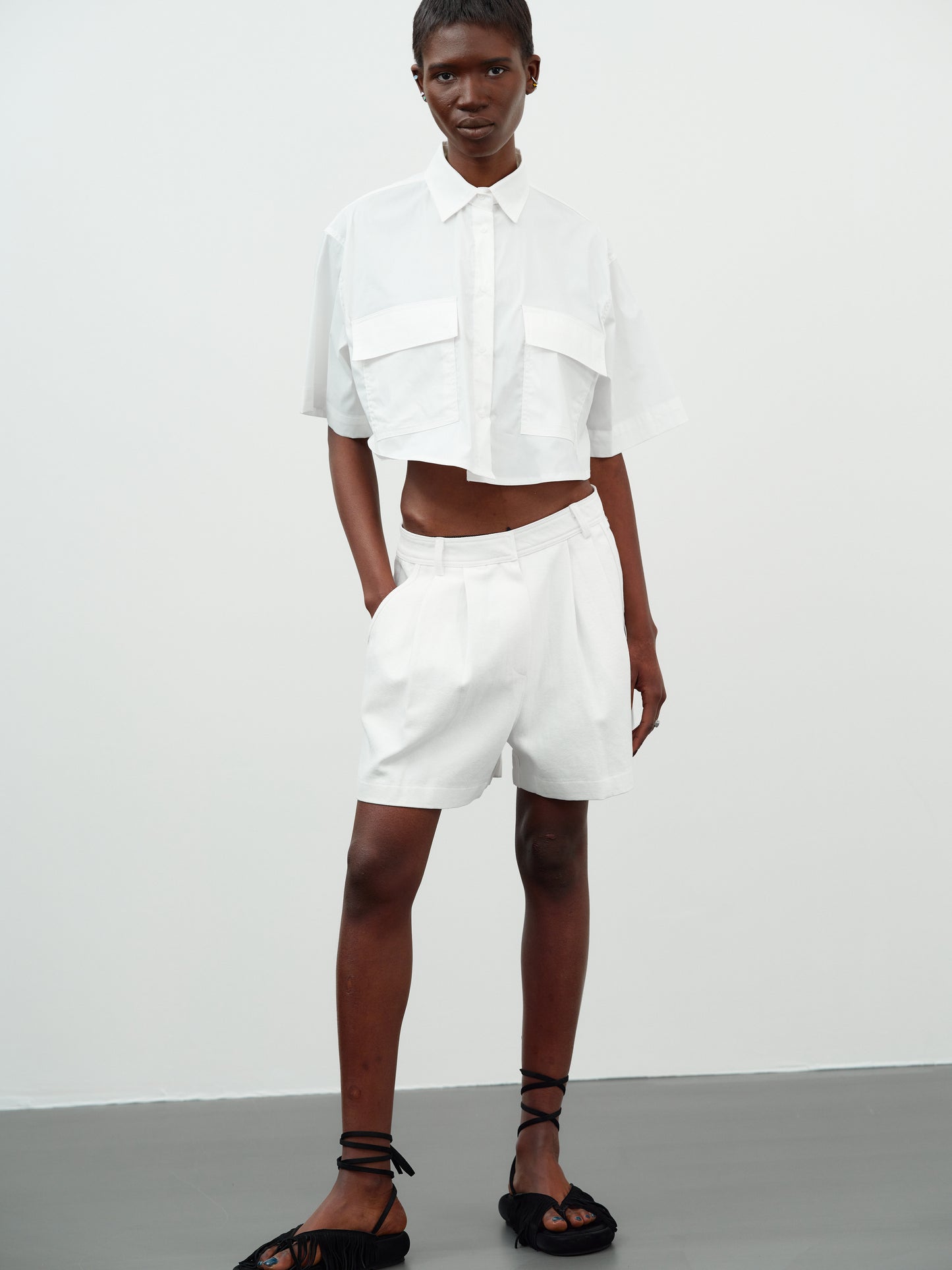 Cotton Canvas Shorts, White