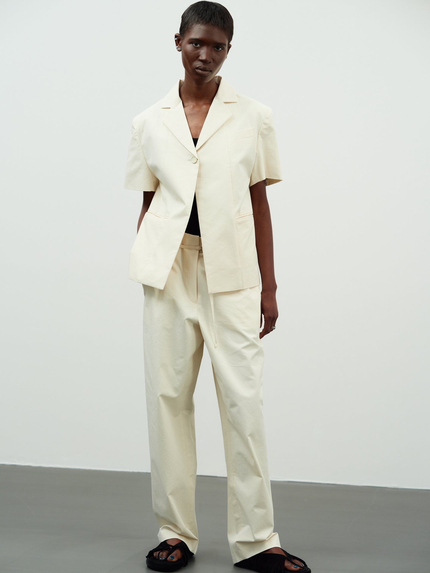 Boy Cotton Blazer, Parchment