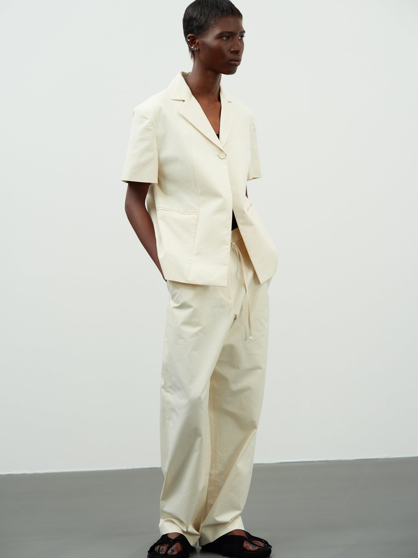 Boy Cotton Blazer, Parchment