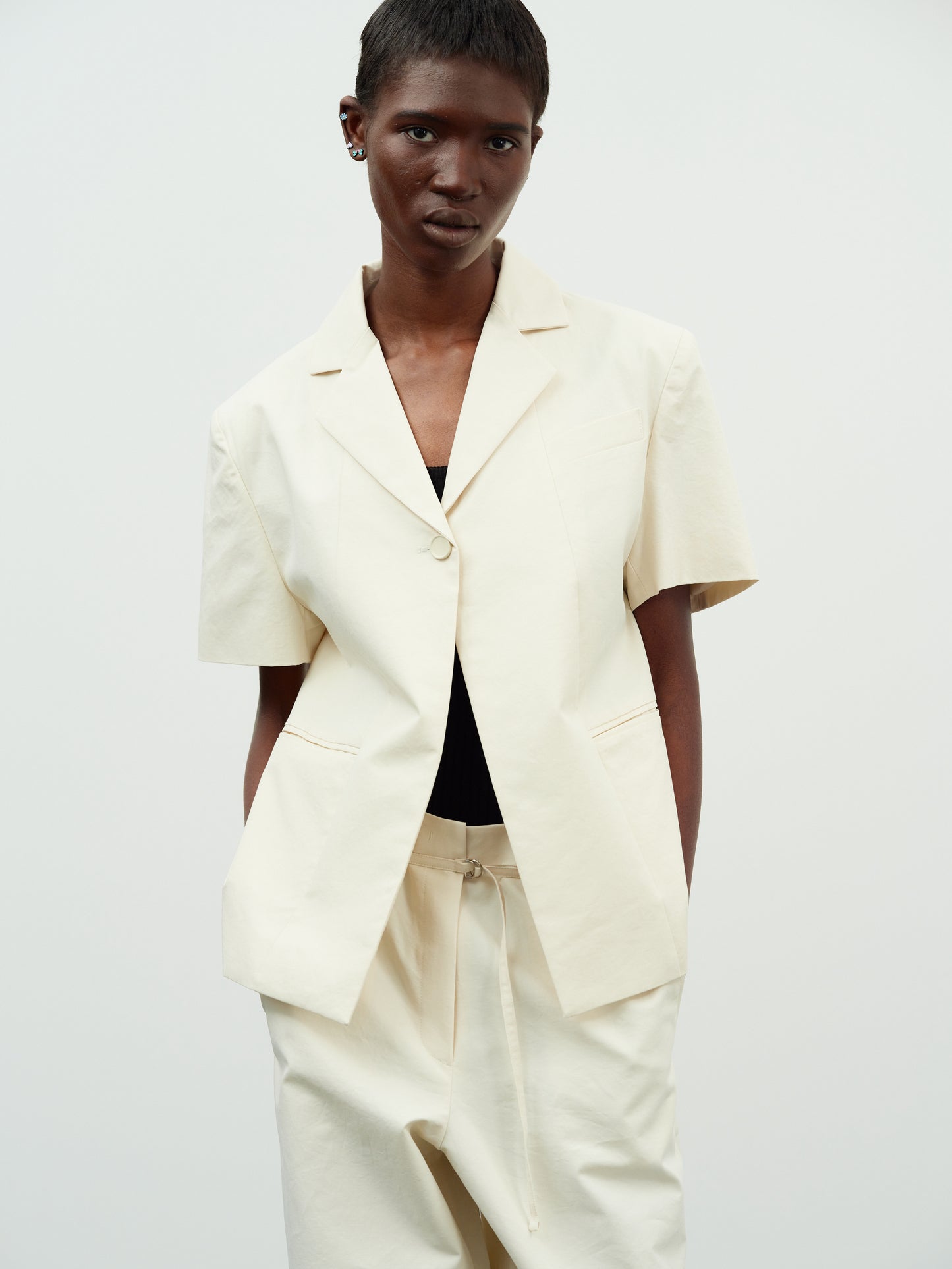 Boy Cotton Blazer, Parchment