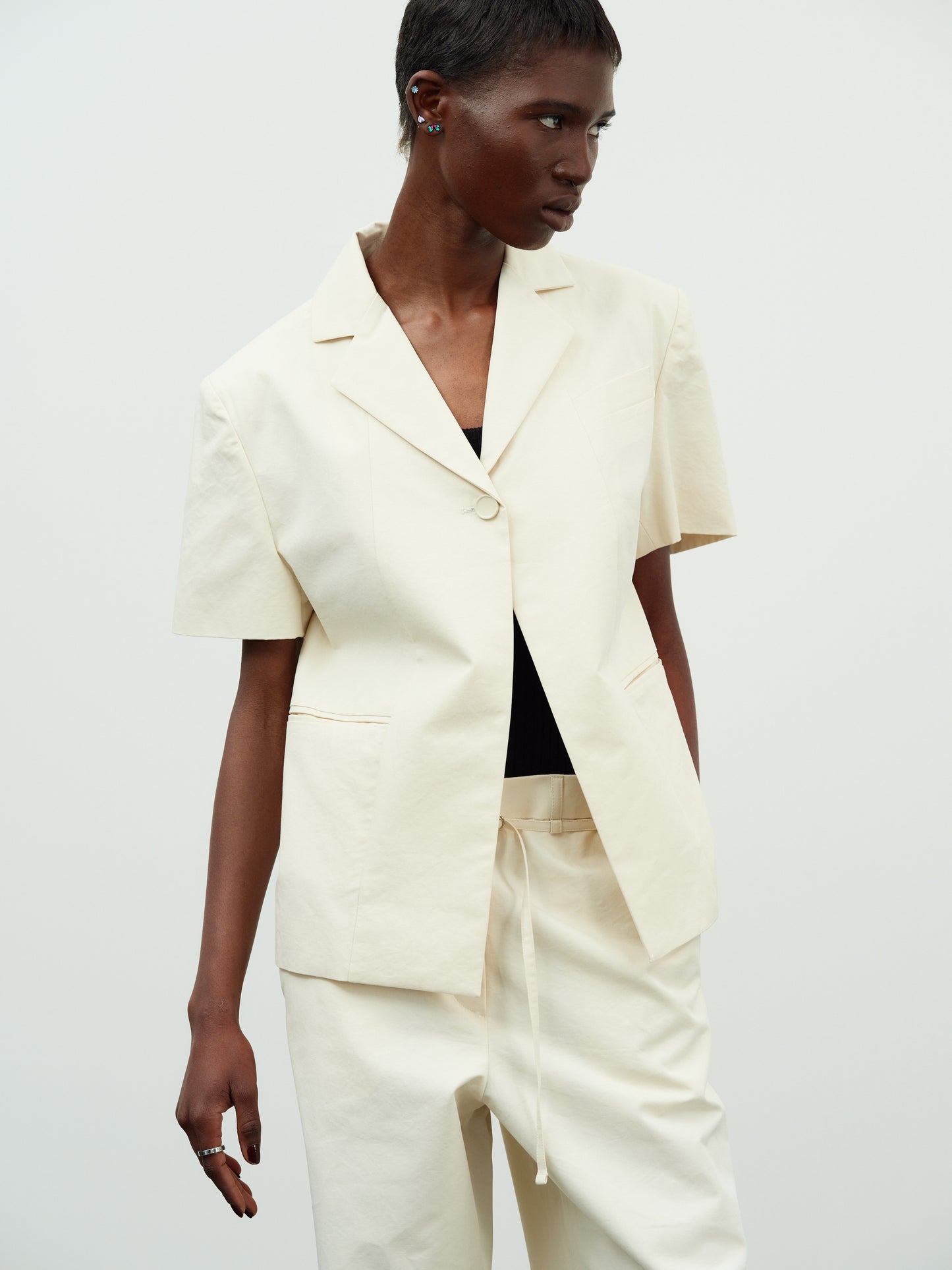 Boy Cotton Blazer, Parchment