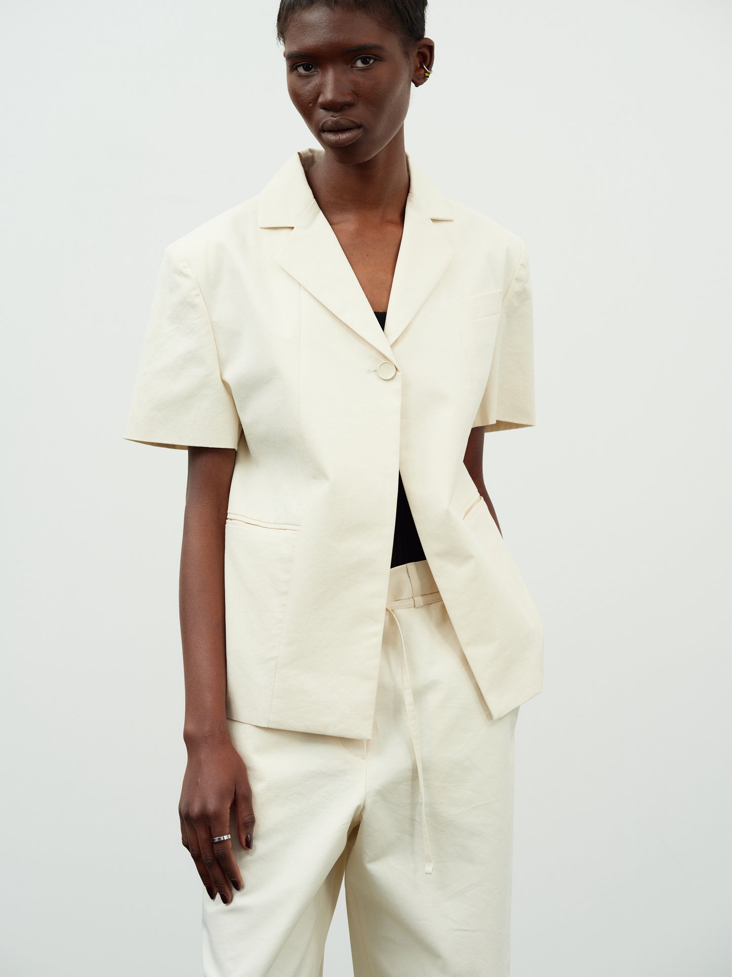 Boy Cotton Blazer, Parchment