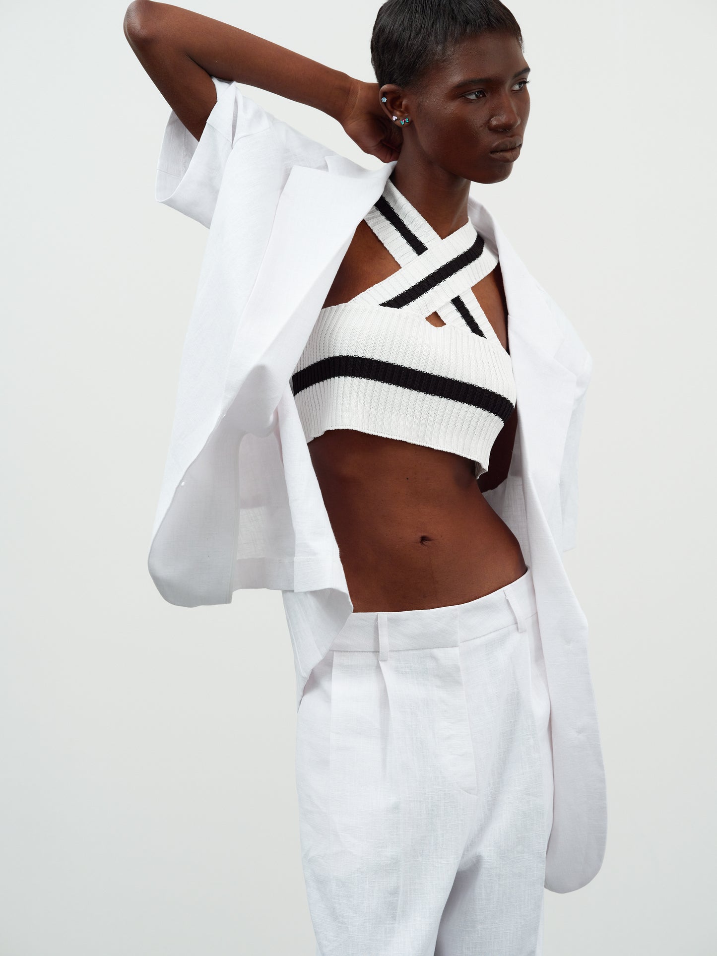 Criss Cross Knit Tank, White
