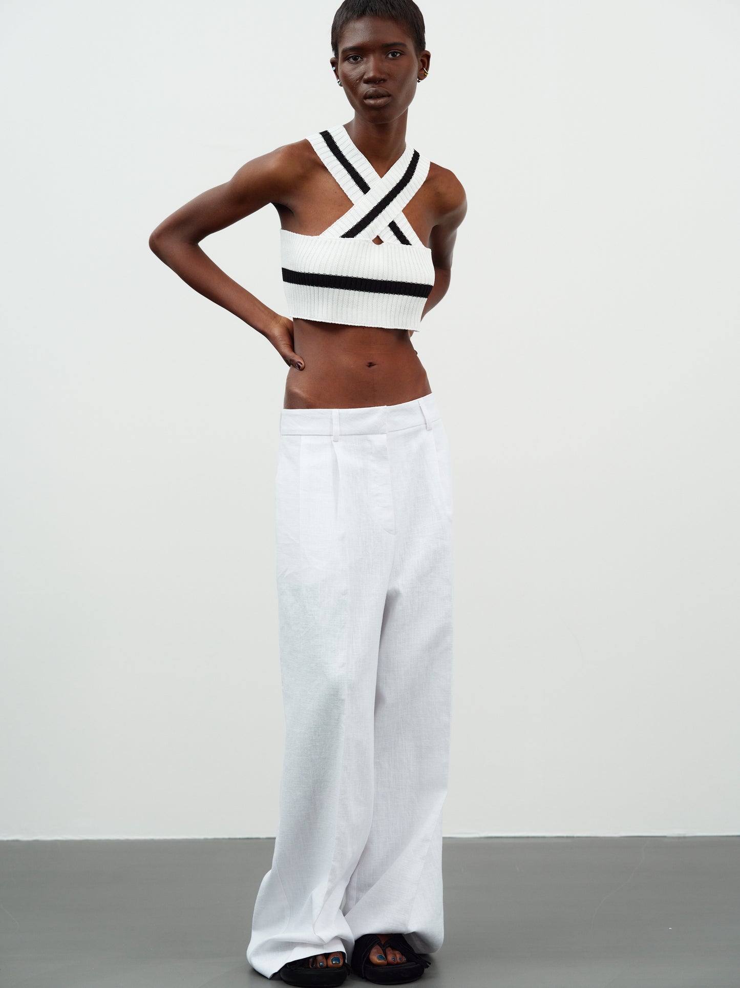 Criss Cross Knit Tank, White