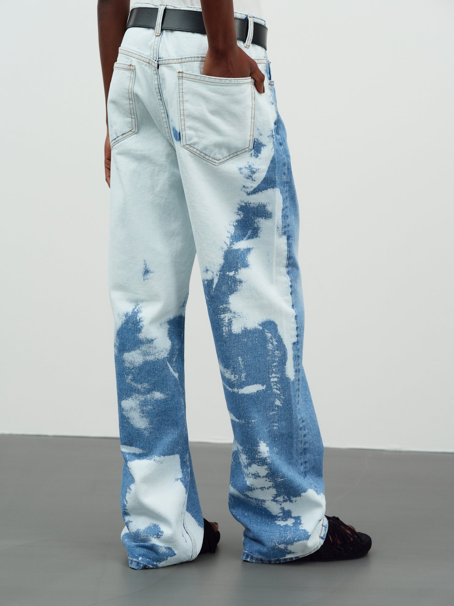 Boy Friend Fit Bleach Jeans, Blue