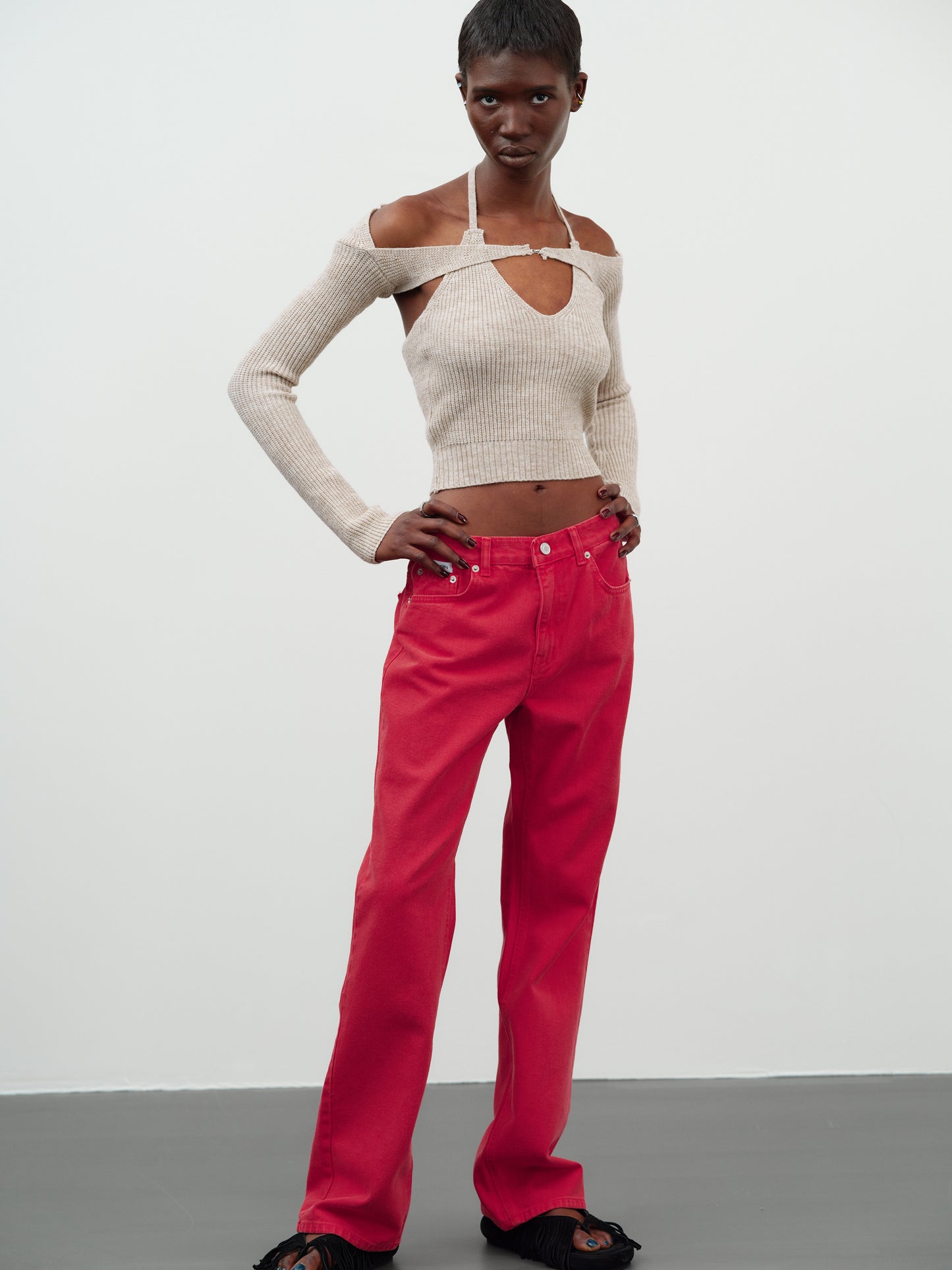 Low Rise Garment-Dyed Jeans, Radish