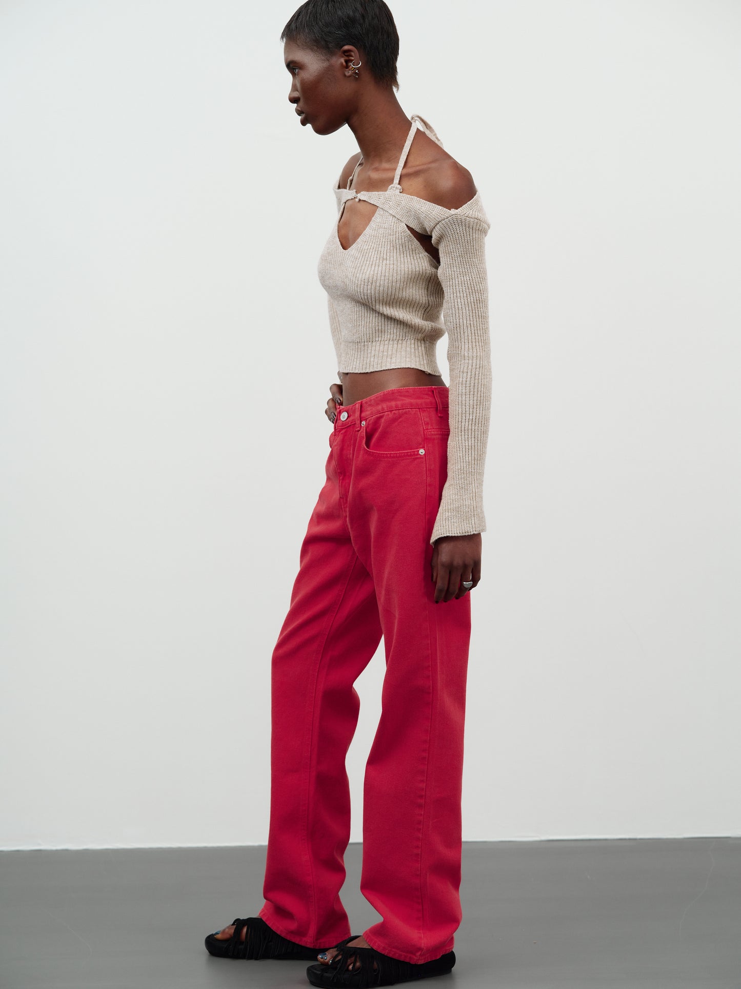 Low Rise Garment-Dyed Jeans, Radish