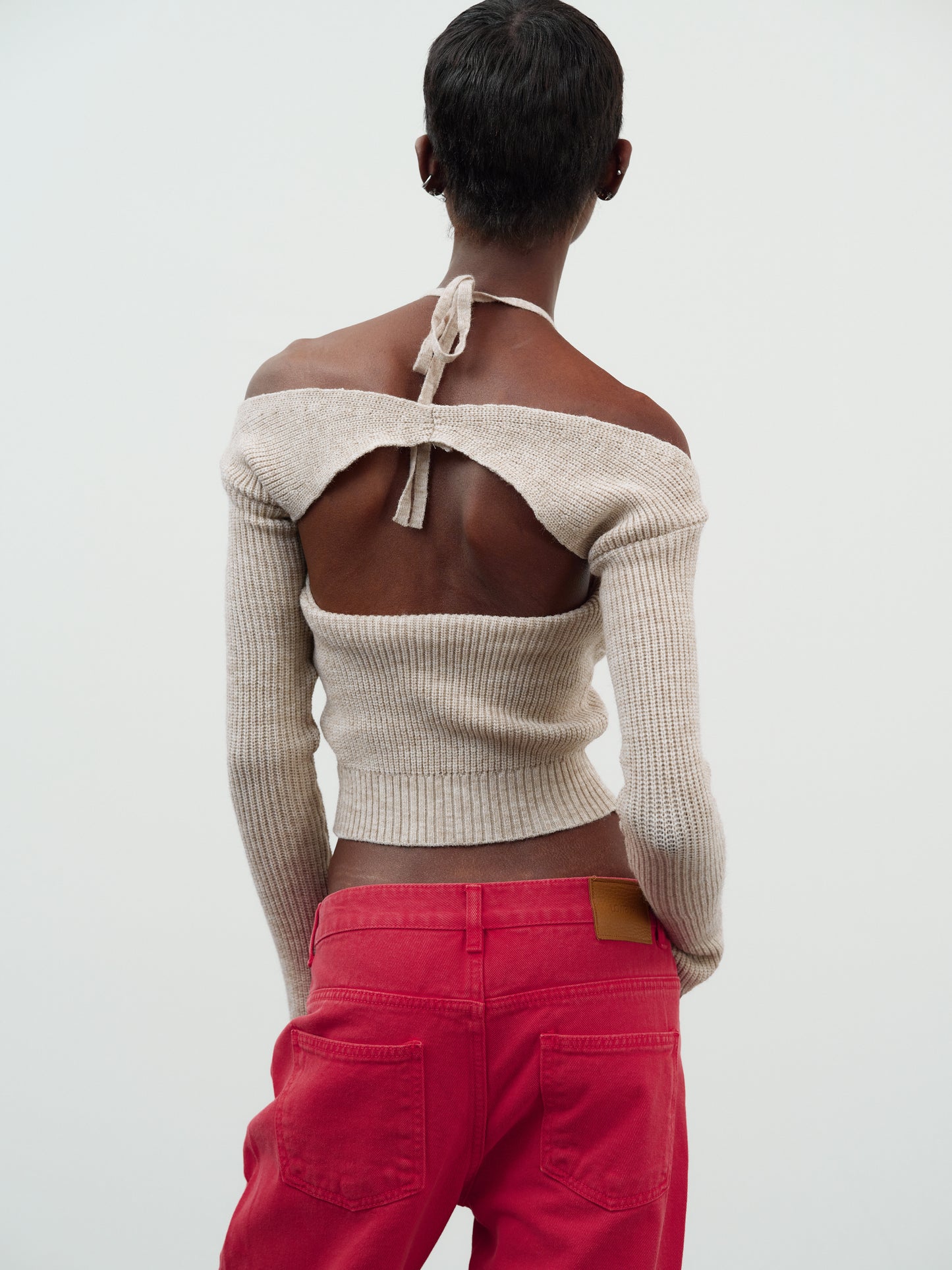 Overlay Knit Shrug Set, Toast