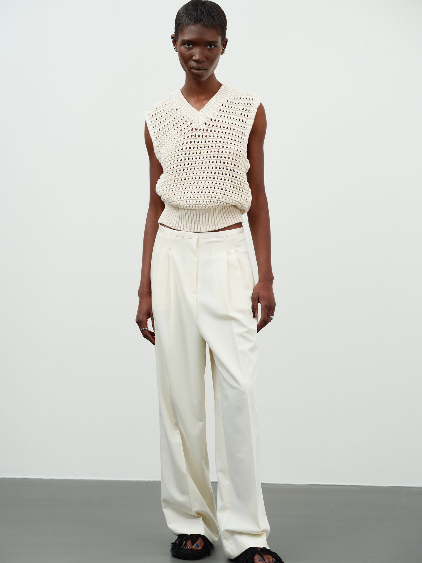 Low-Rise Silky Trousers, Lemon Chiffon
