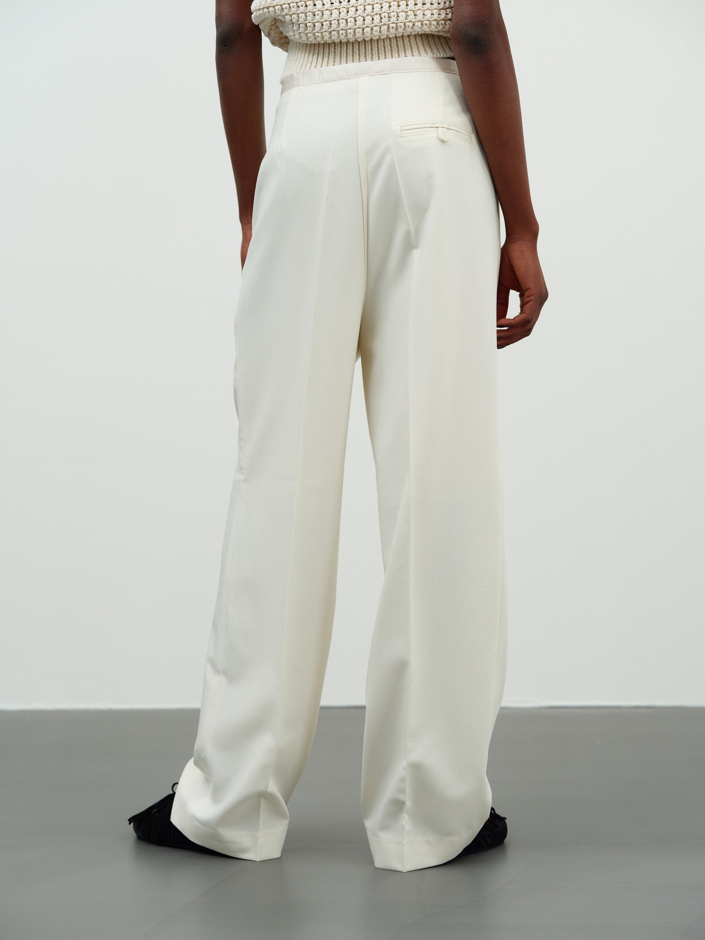 Low-Rise Silky Trousers, Lemon Chiffon