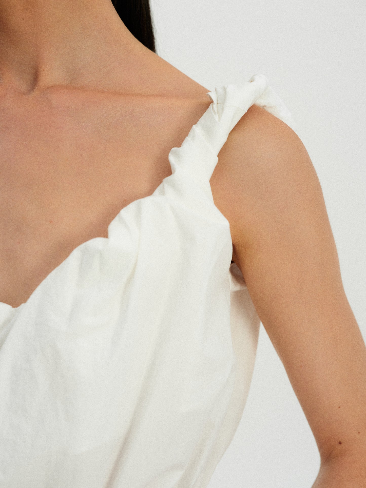 Gathered Cotton Camisole, White