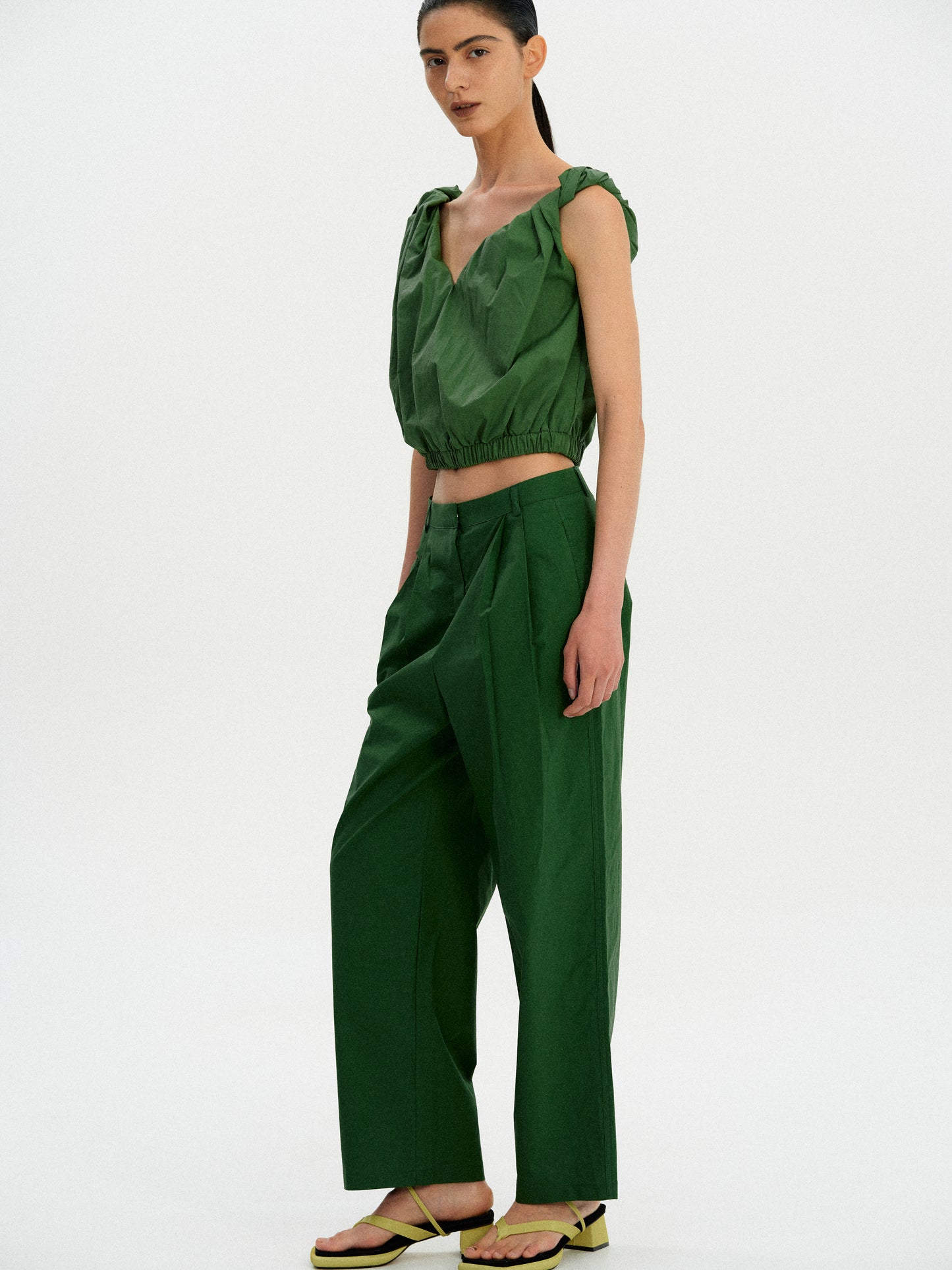 Gathered Cotton Camisole, Kelly Green