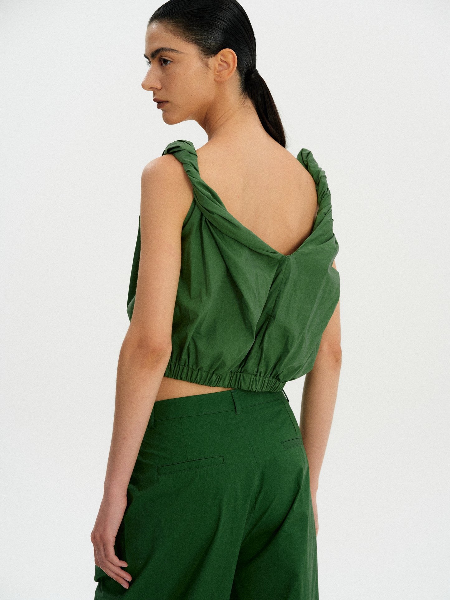 Gathered Cotton Camisole, Kelly Green