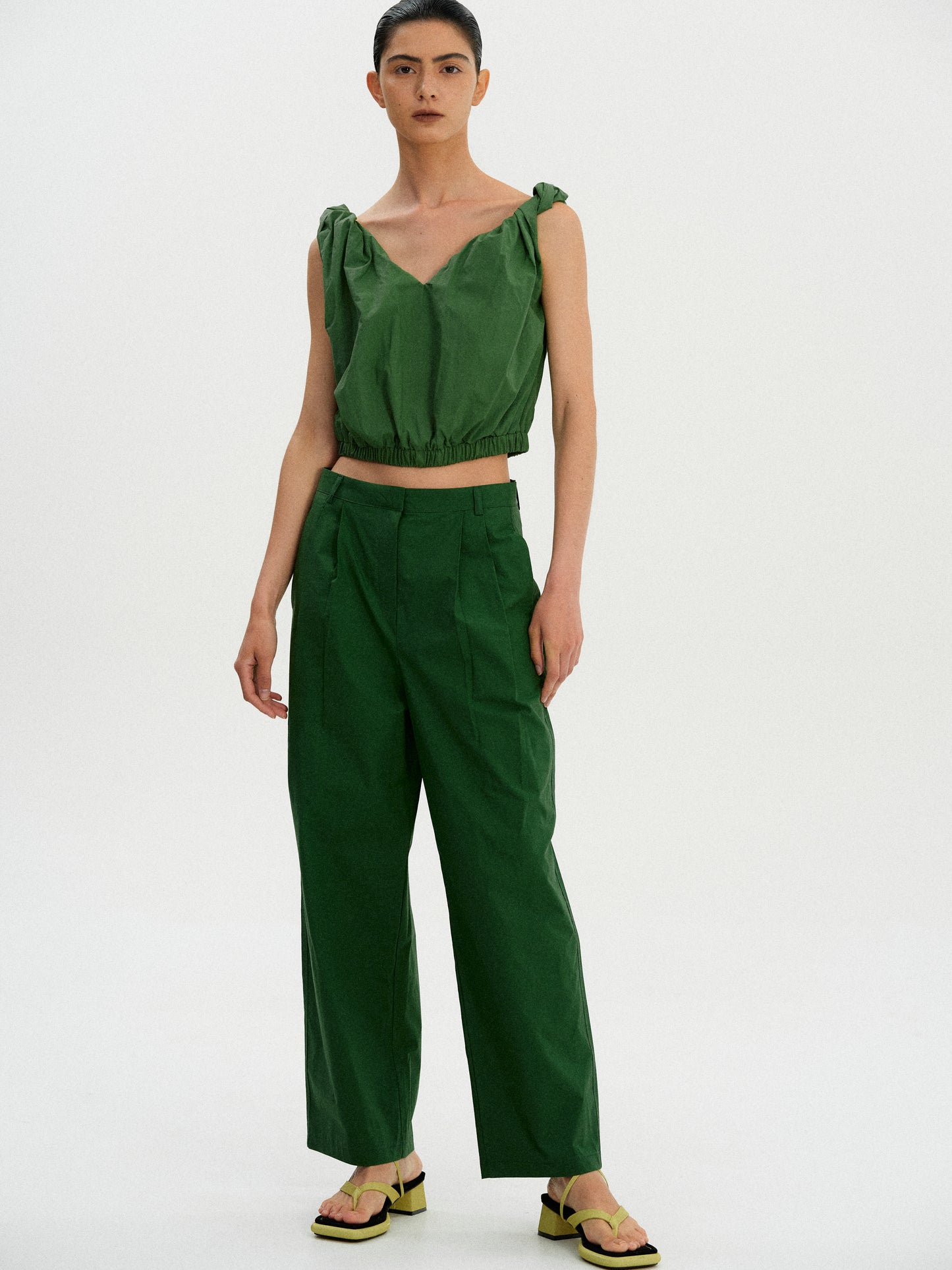 Gathered Cotton Camisole, Kelly Green
