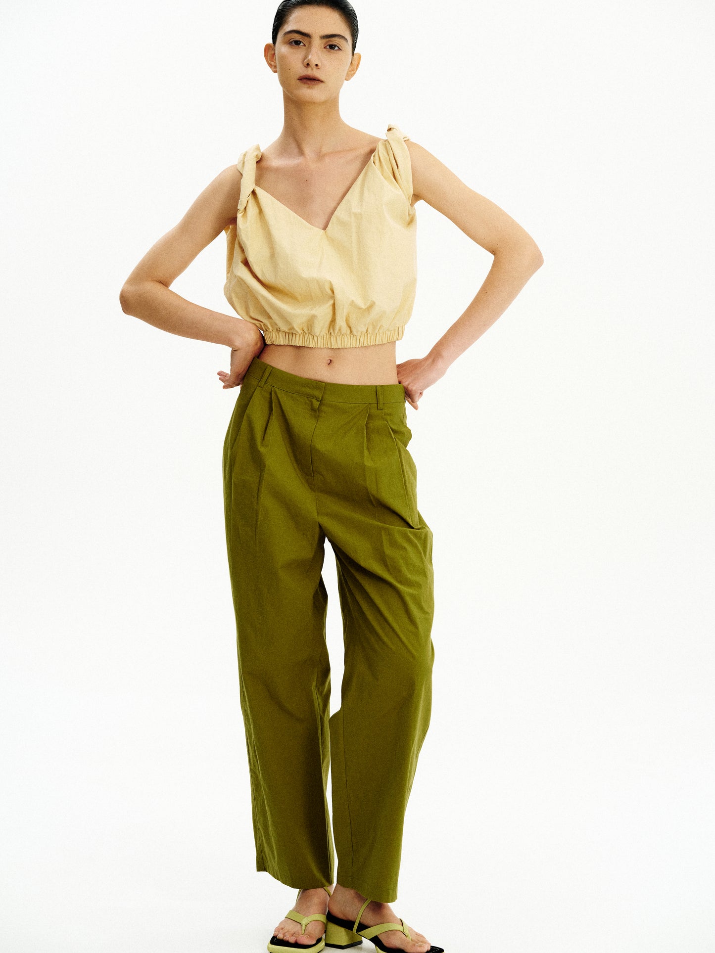 Gathered Cotton Camisole, Butter