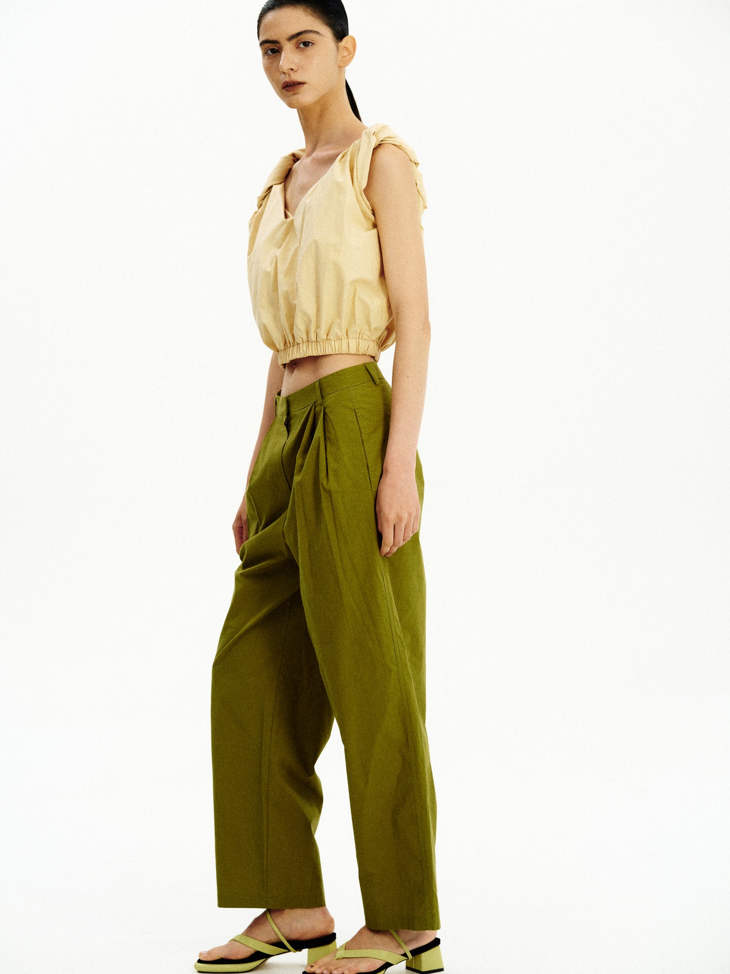 Gathered Cotton Camisole, Butter