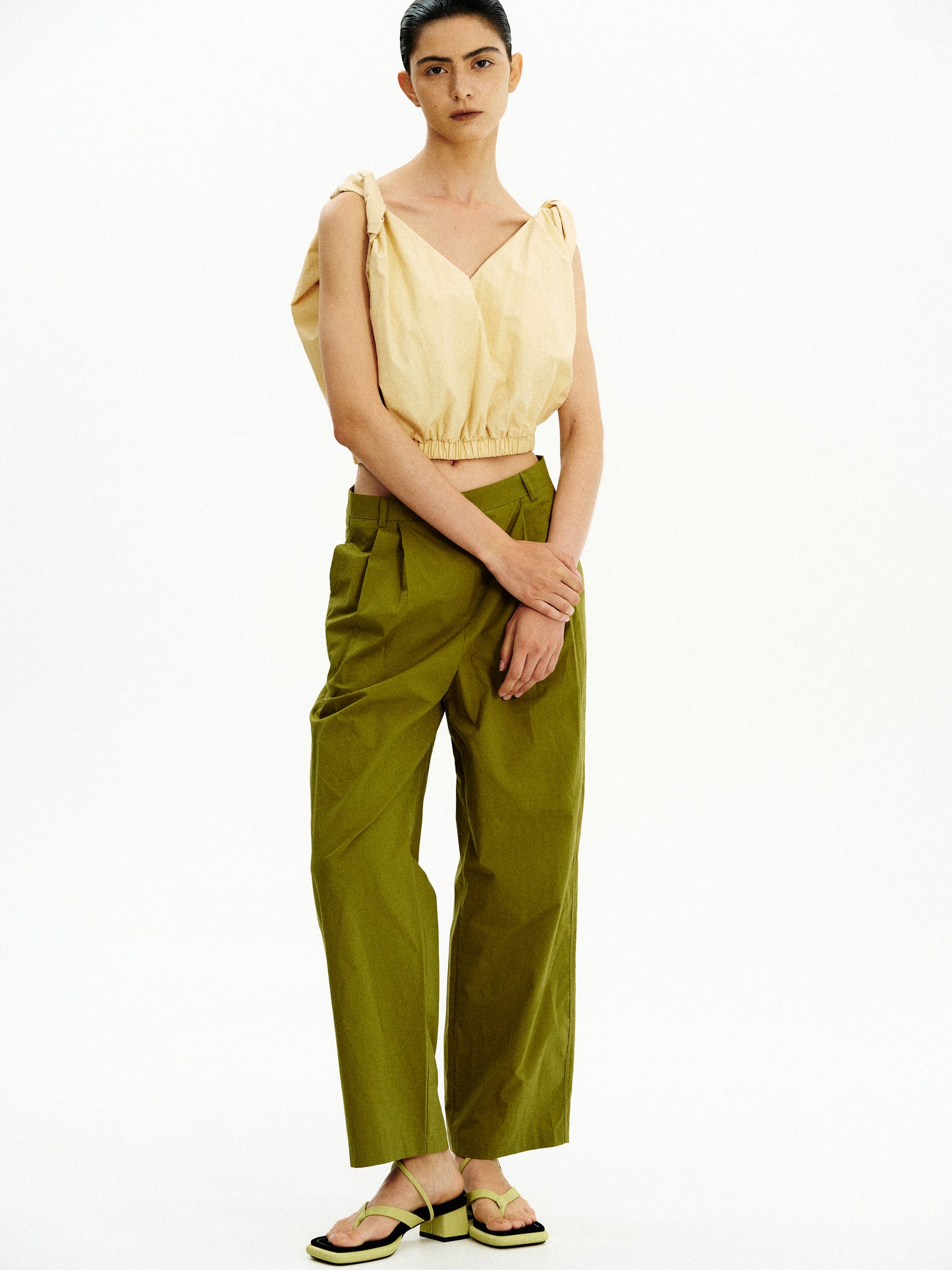 Gathered Cotton Camisole, Butter