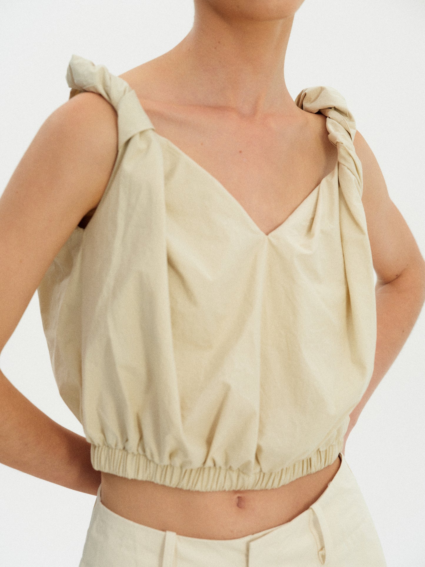 Gathered Cotton Camisole, Toast