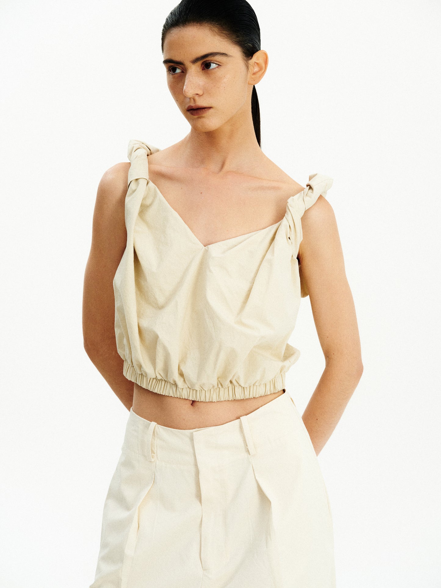 Gathered Cotton Camisole, Toast