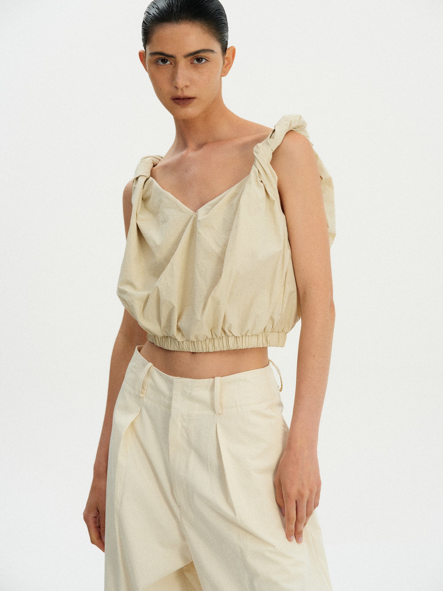 Gathered Cotton Camisole, Toast