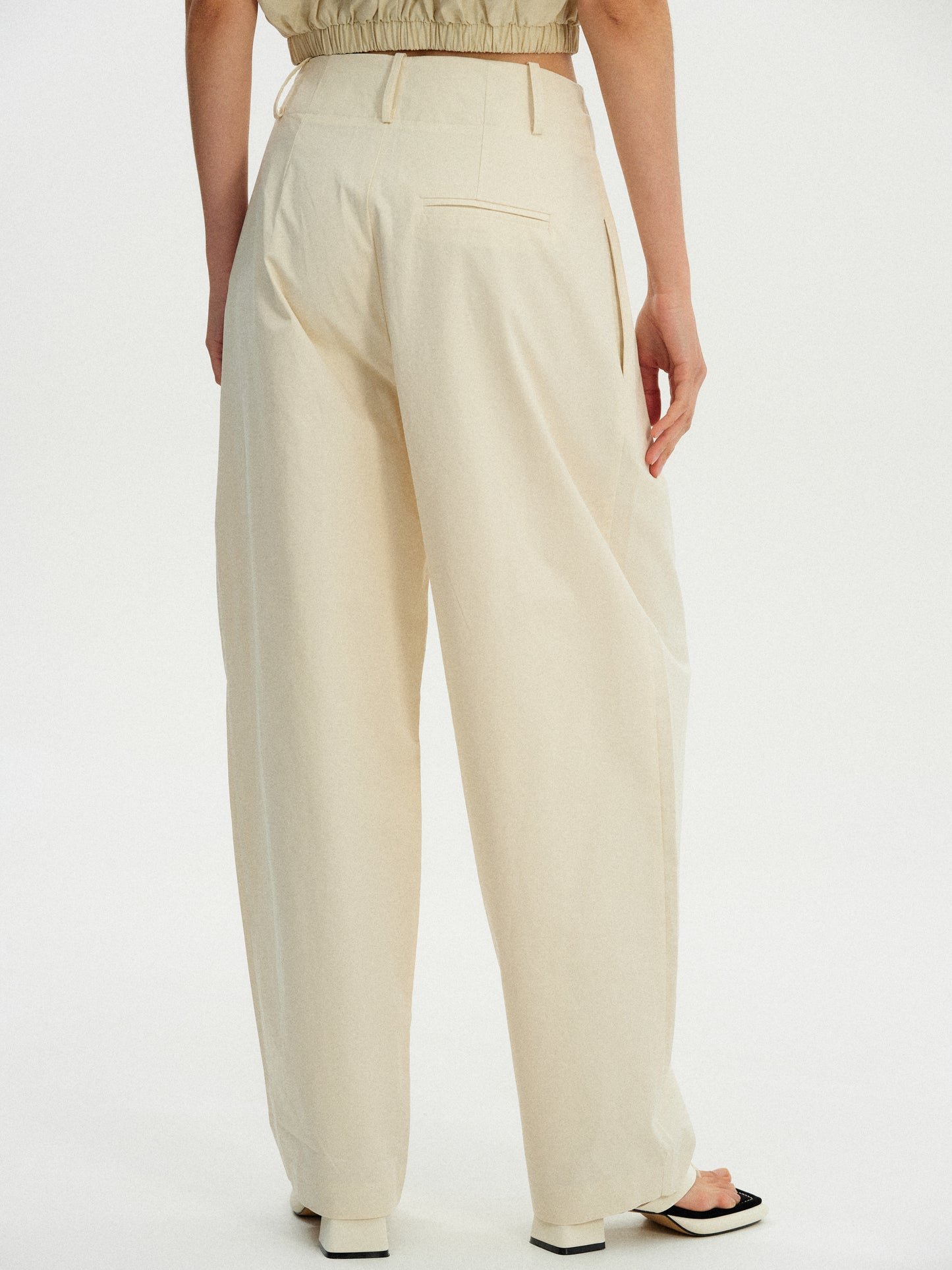 Oversized Cotton Trousers, Dusty Cream