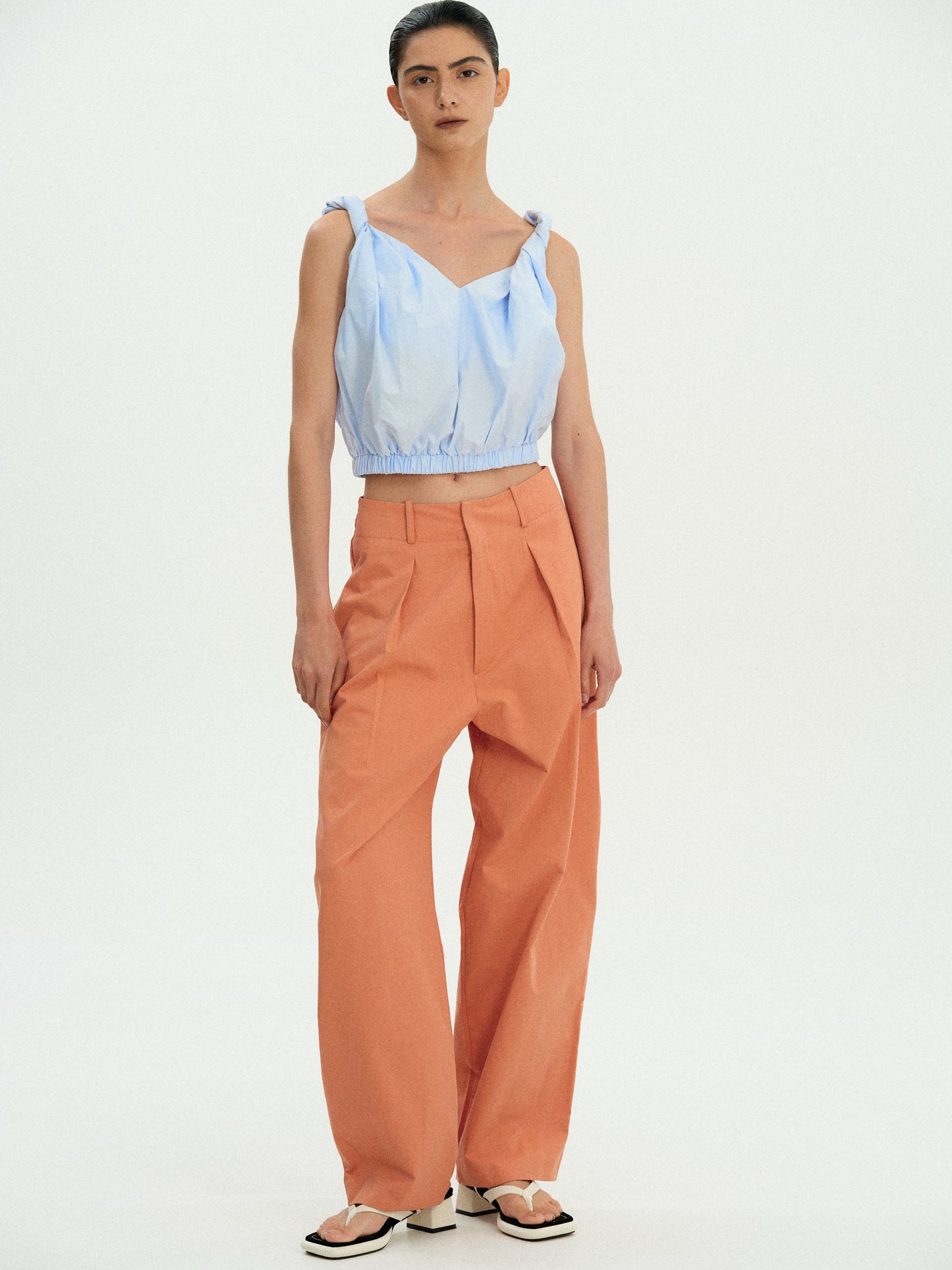 Oversized Cotton Trousers, Dusty Orange