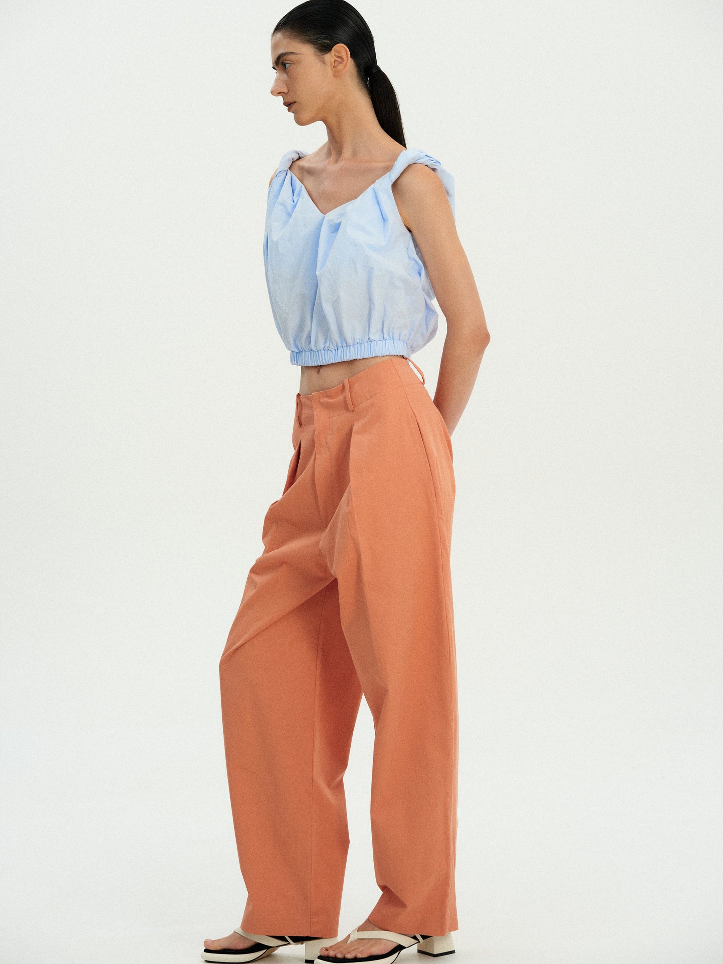 Gathered Cotton Camisole, Sky