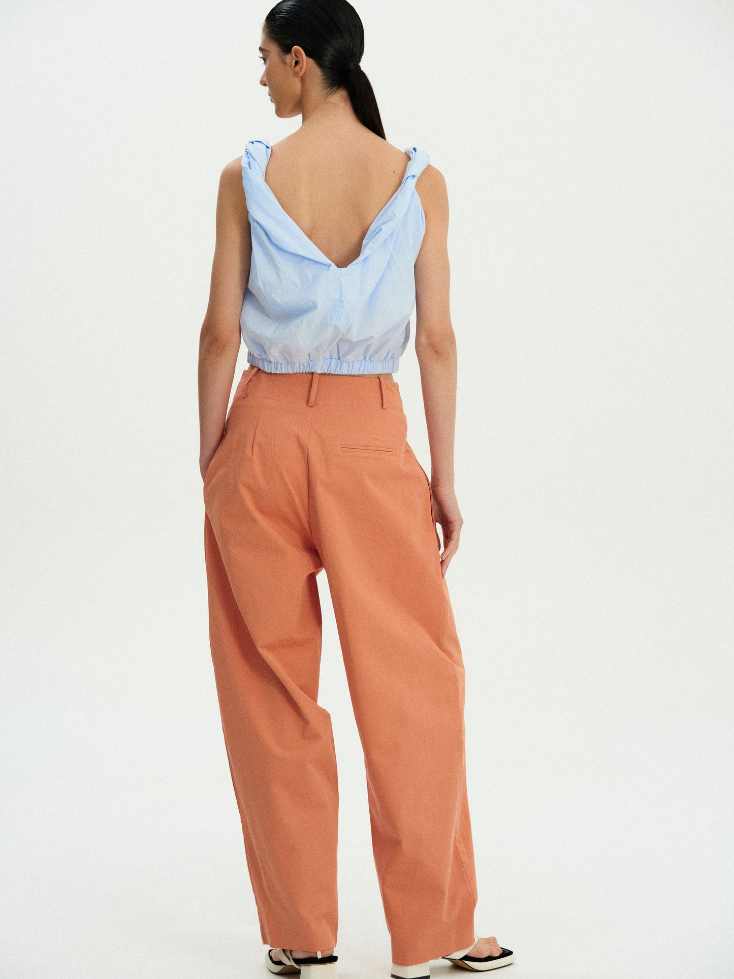 Oversized Cotton Trousers, Dusty Orange
