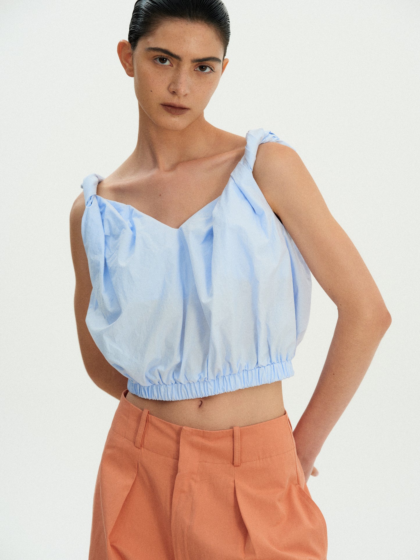 Gathered Cotton Camisole, Sky