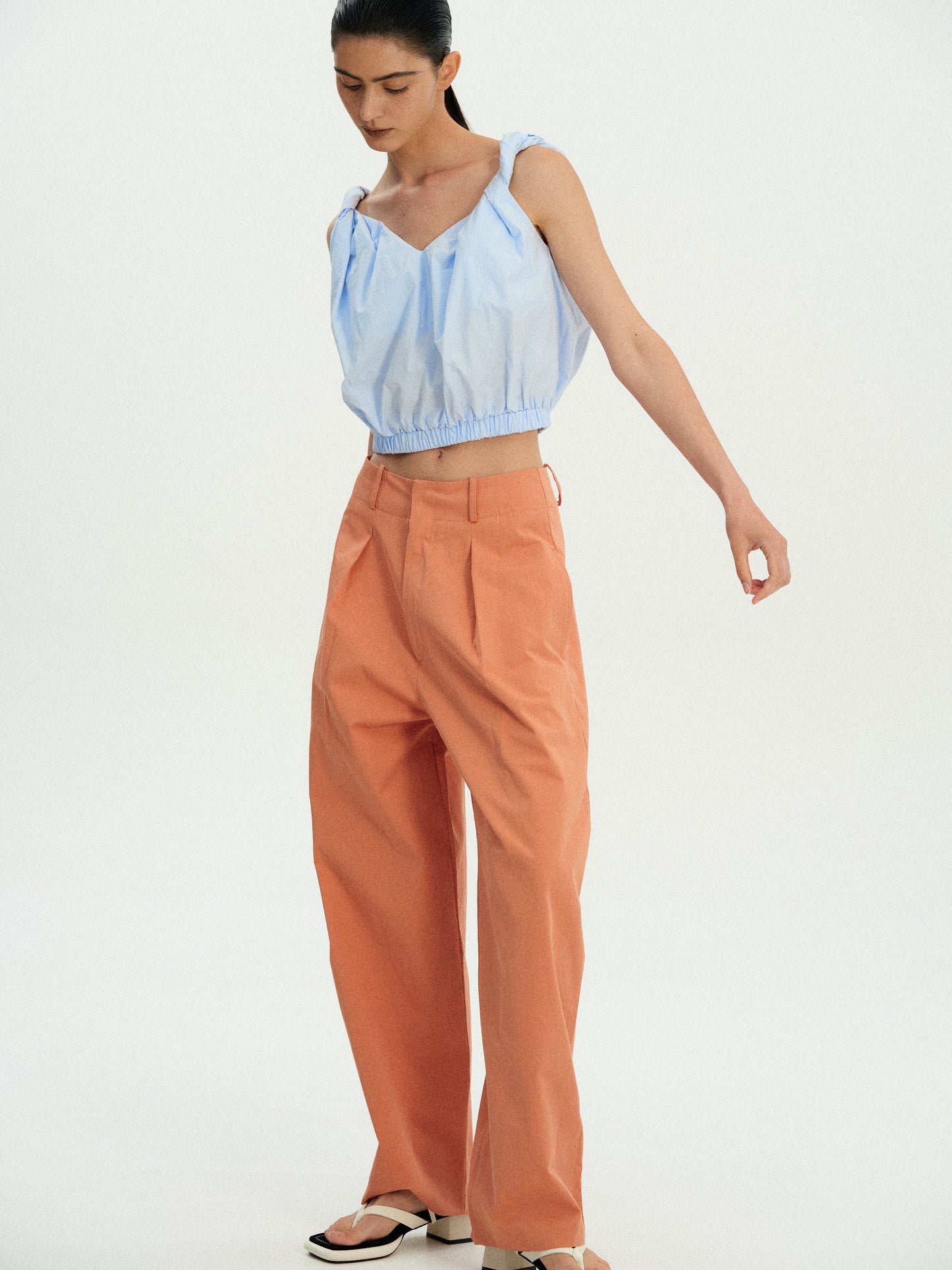 Oversized Cotton Trousers, Dusty Orange