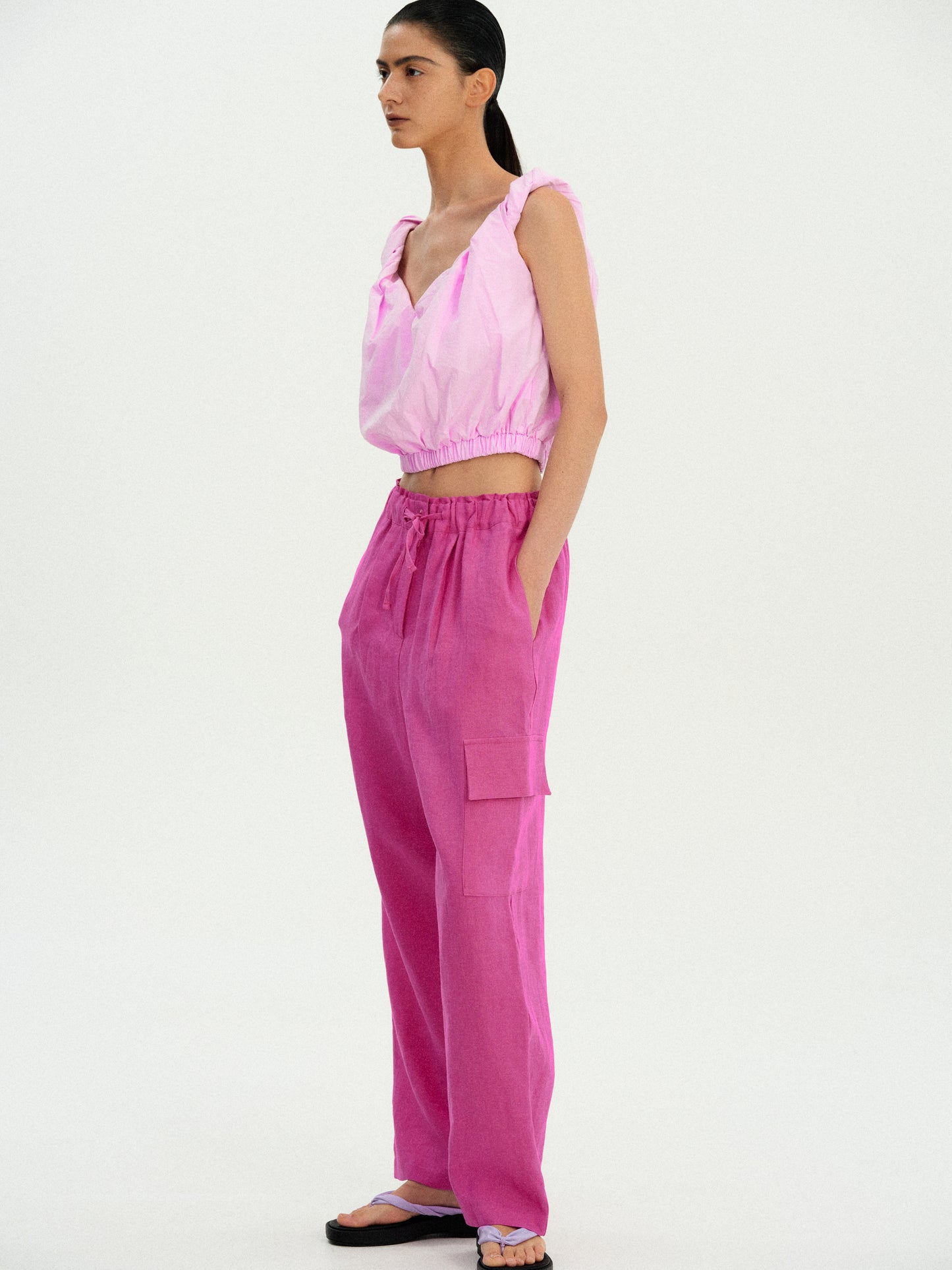 Gathered Cotton Camisole, Peony