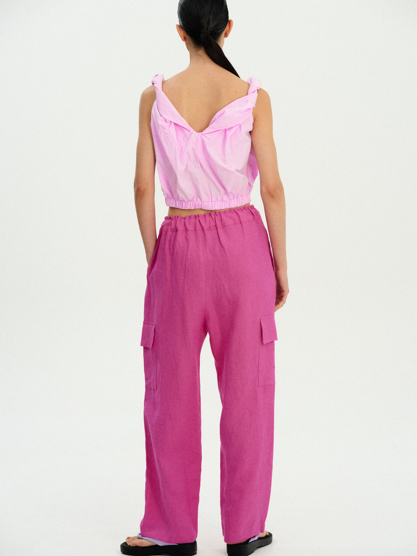 Linen Work Pants, Magenta
